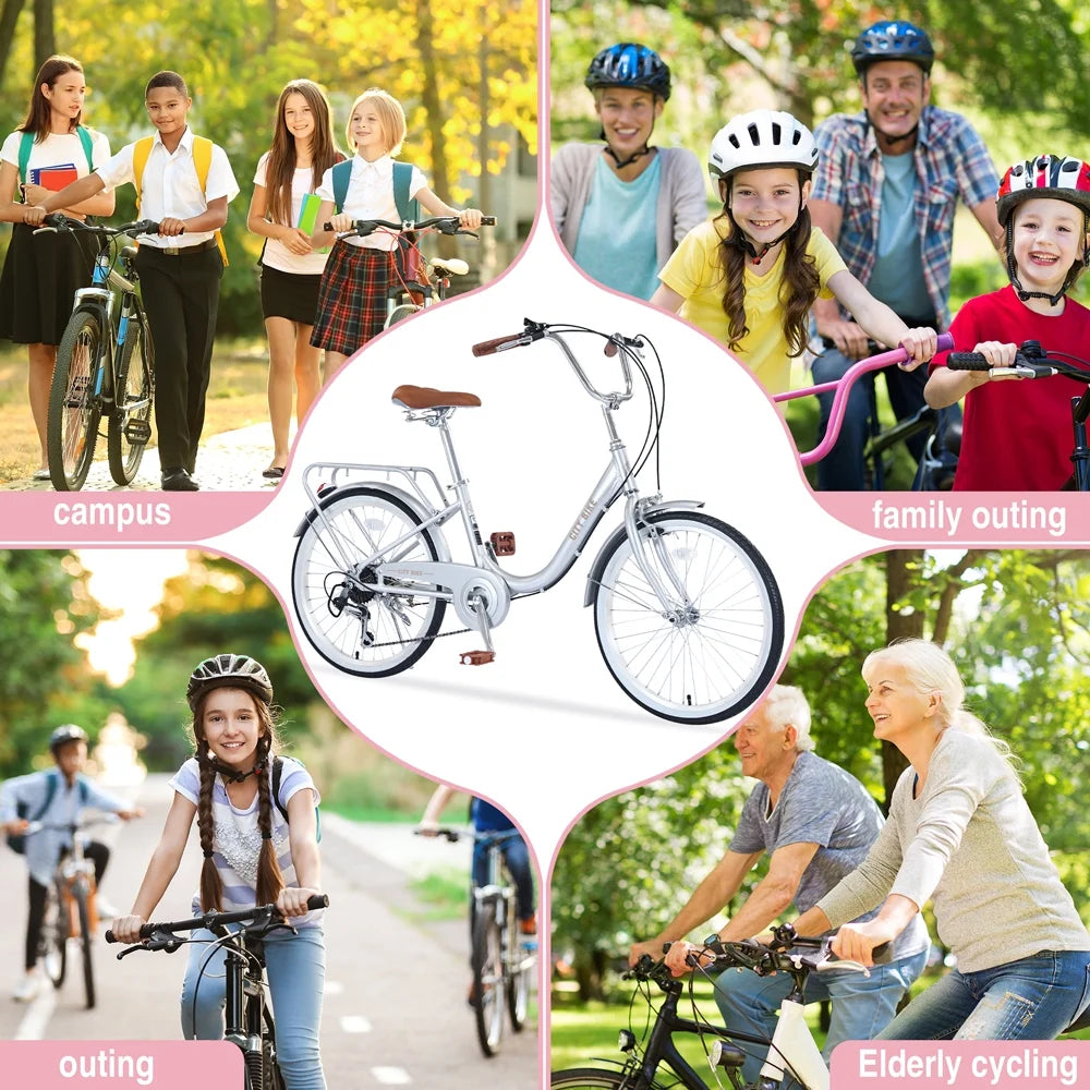 Yone jx je Kids Bike 22 Inch Bicycle Girls Ages 8+Years, Aluminium Alloy Frame,7-speed Shifter and derailleur,Silver