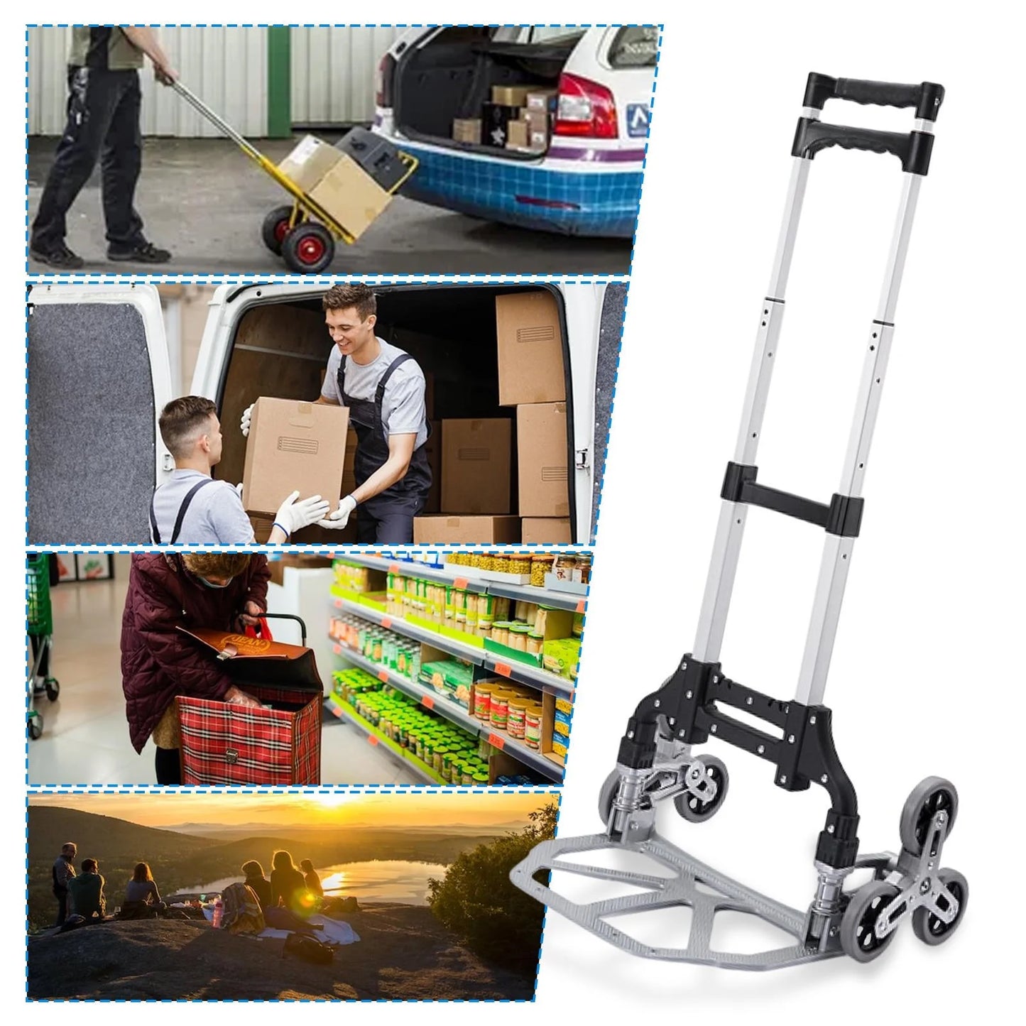 WZTO Moving Dolly For Stairs | Heavy Duty Collapsible Trolley With Wheels | Portable Folding Truck For Luggage, Moving, Travel, Shopping, Workplace, Warehouse Distribution