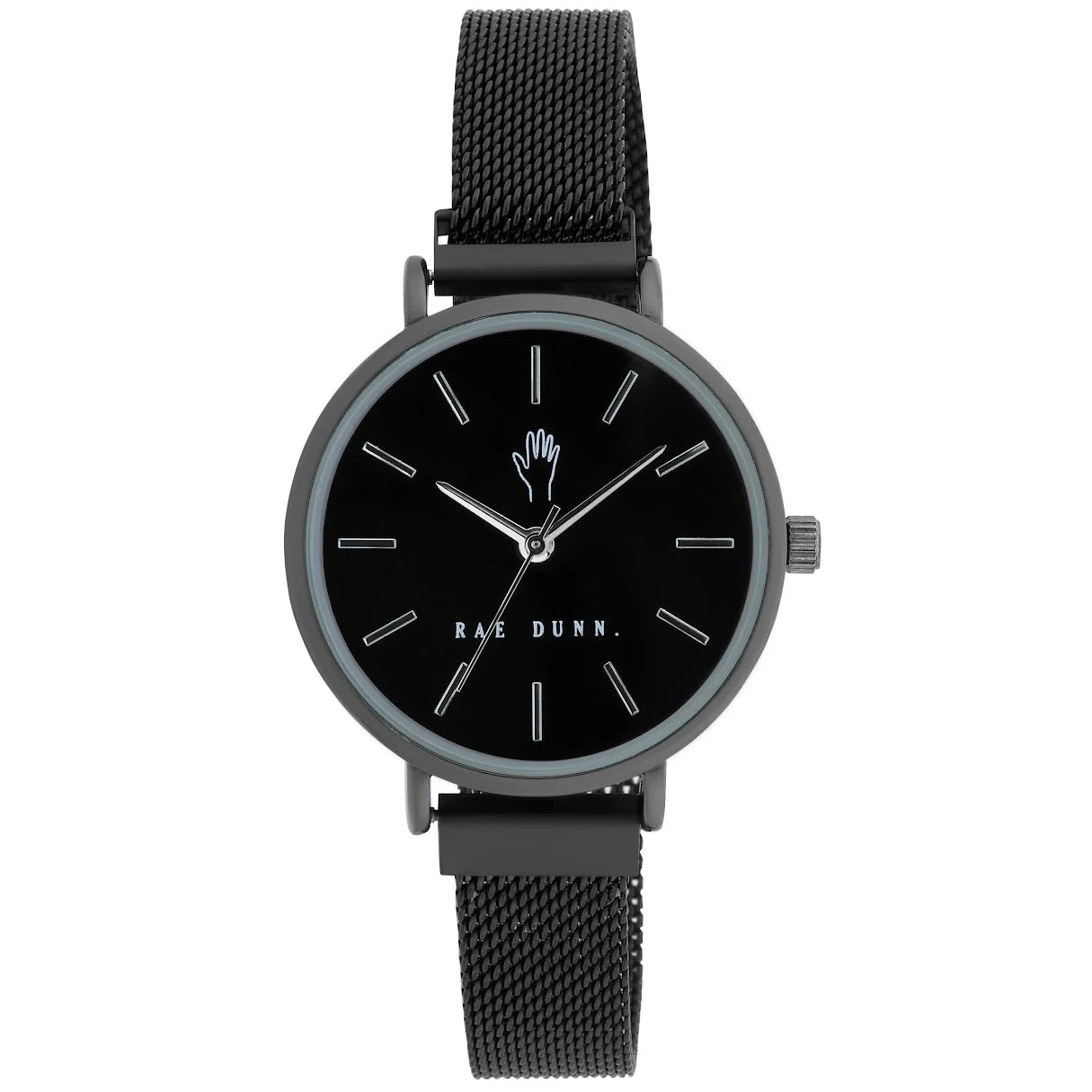 Rae Dunn Women's ROBIN Black 33mm Sleek Round Face Magnetic Clasp Mesh Watch