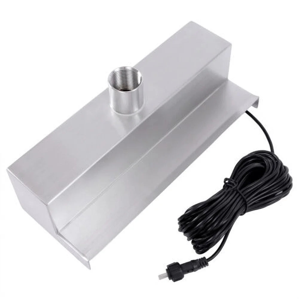 Silver 11.8" Pool Fountain Waterfall Spillway Stainless Steel Pond Cascade
