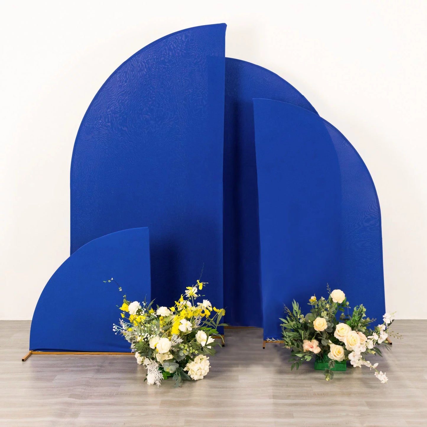 Efavormart Set of 4 | Matte Royal Blue Fitted Spandex Half Moon Wedding Arch Shield Custom Fit Chiara Backdrop Stand Protection - 2.5ft,5ft,6ft,7ft