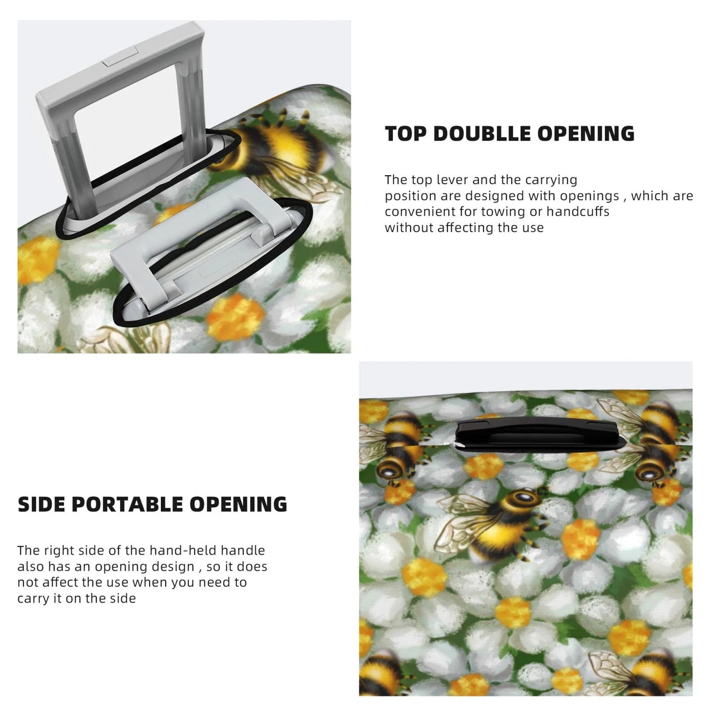 Kll Bees And Flower Luggage Coating Suitcase Wrap Suitcase Protector-