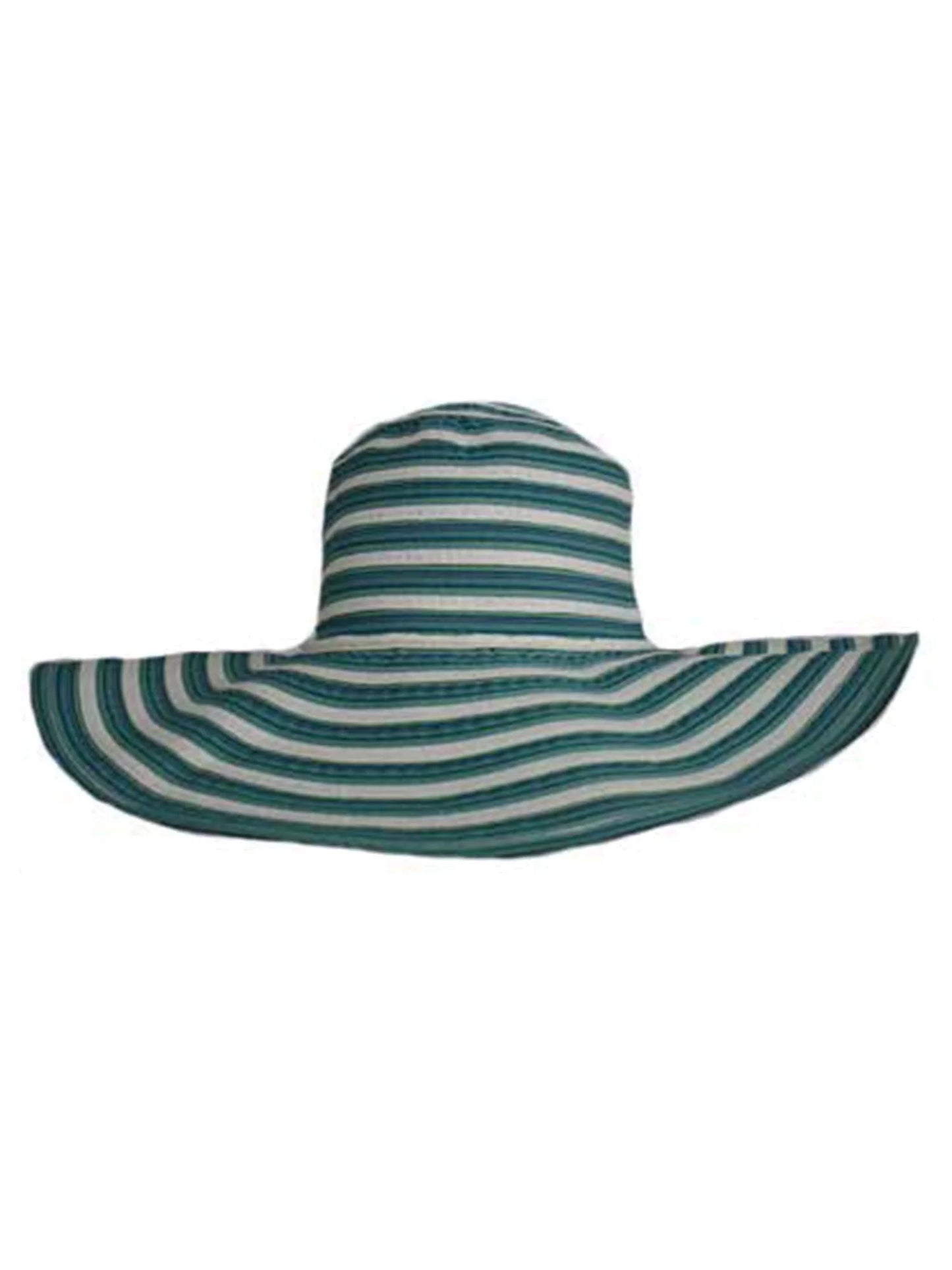 Lovely Turquoise & White Wide Brim Floppy Hat