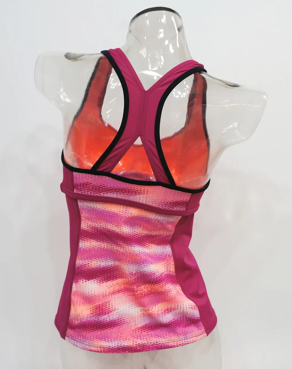 Nike Hot Pink Gleam Ikat Racerback Sporty Tankini Top Swimwear Women Small