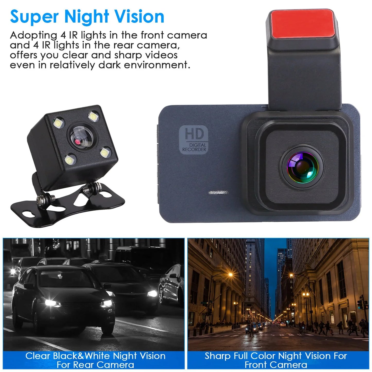 1080P Dual Lens Dash Cam, iMounTEK Universal Vehicle Driving Recorder, Car DVR with WiFi GPS G-Sensor APP Control Motion Detection Parking Monitor Night Vision