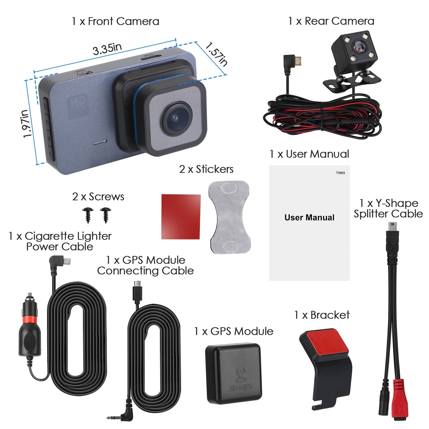 1080P Dual Lens Dash Cam, iMounTEK Universal Vehicle Driving Recorder, Car DVR with WiFi GPS G-Sensor APP Control Motion Detection Parking Monitor Night Vision