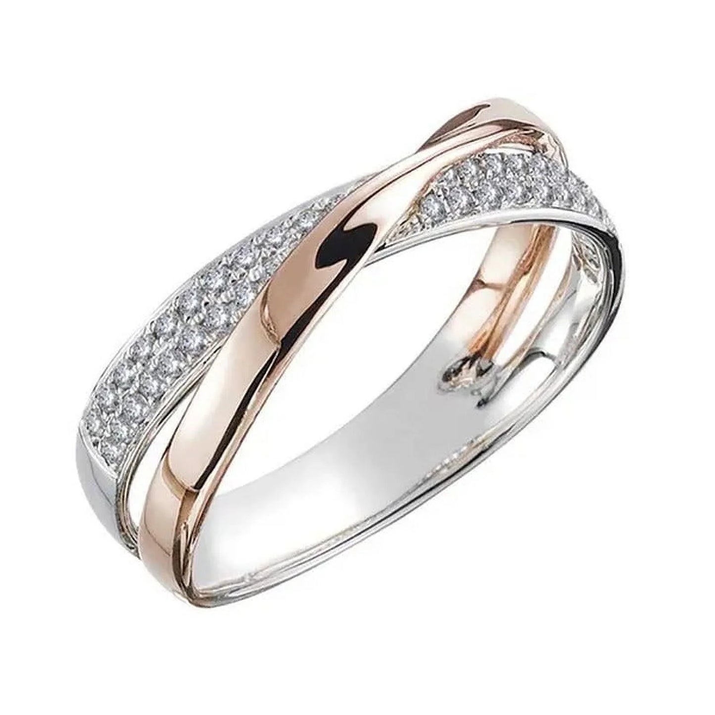 Delysia Kingladies Fashion White Sapphire Ring Cross Rose Gold Ring Ladies Valen