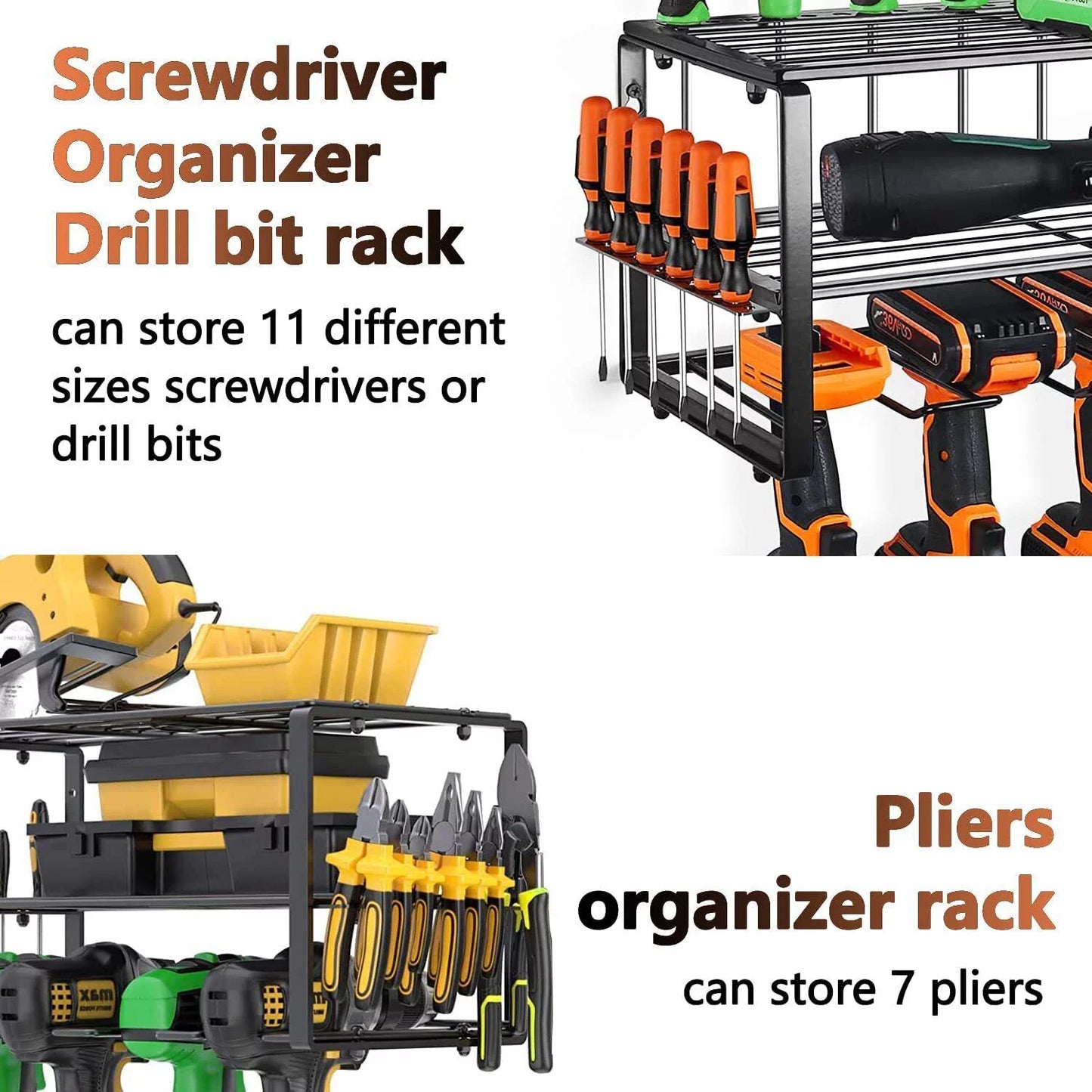 2PCS Power Tool Organizer Wall-Mounted Cordless Drill Holder, Heavy Duty Rack