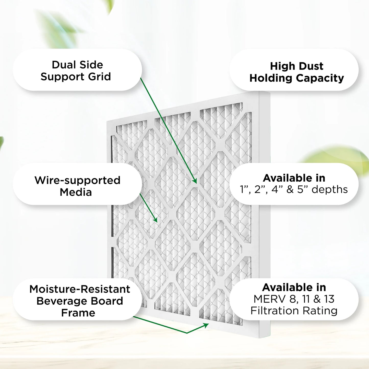 16-3/8 x 21-1/2 x 1 MERV 11, MPR 1000 Pleated AC Furnace 1" Air Filters by Pamlico. Case of 12. Actual Size: 16-3/8 x 21-1/2 x 3/4