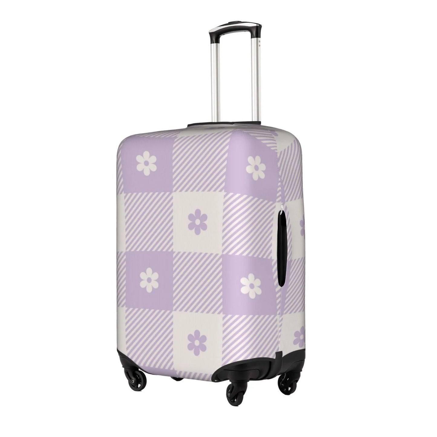 Kll Floral Purple Buffalo Plaid Luggage Wrap Suitcase Shield Suitcase Protector-