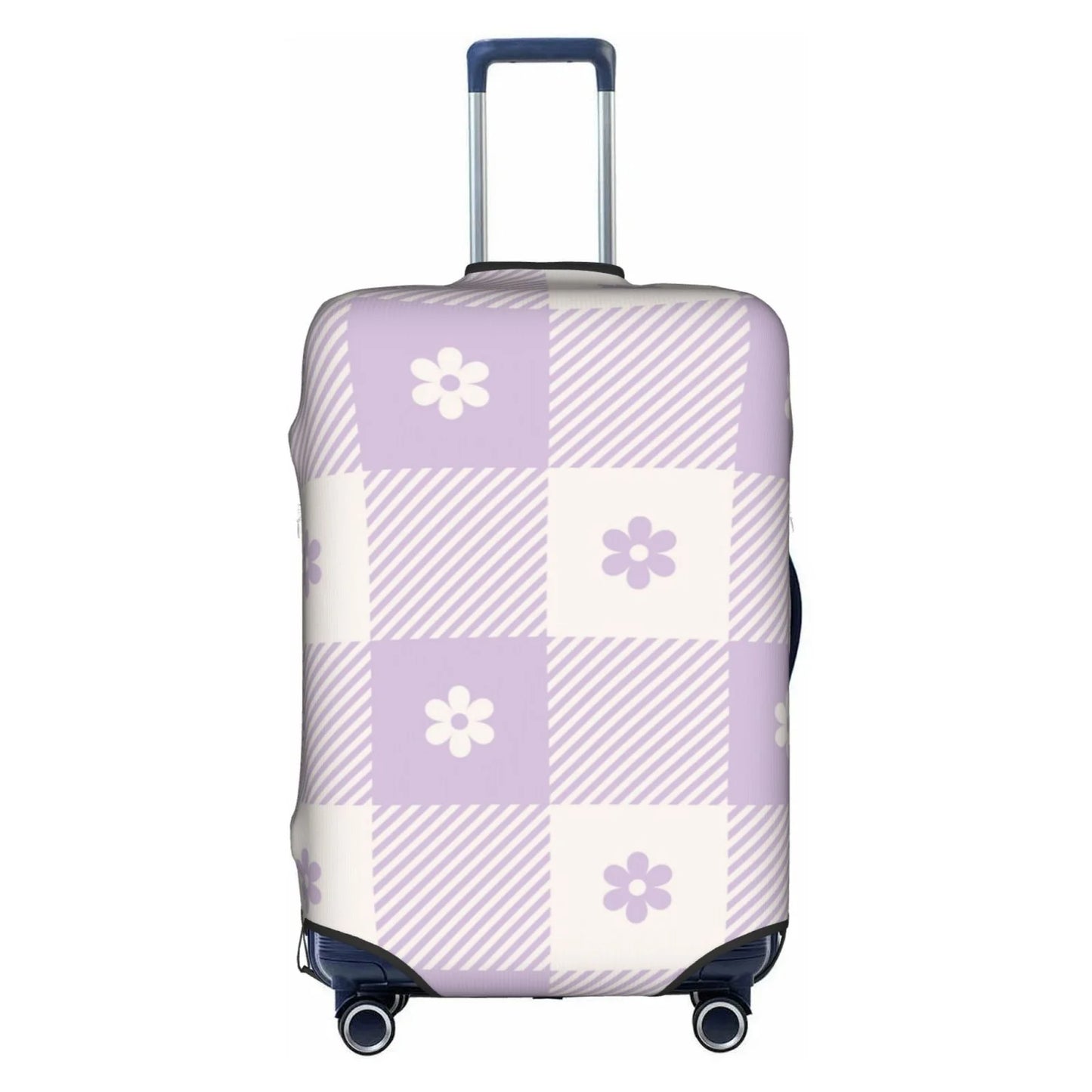 Kll Floral Purple Buffalo Plaid Luggage Wrap Suitcase Shield Suitcase Protector-