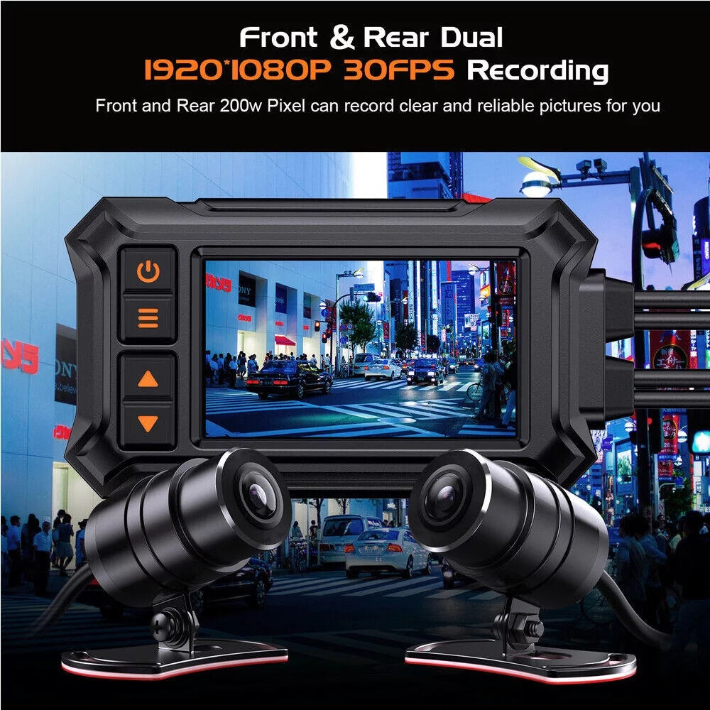 3" Motorcycle Dash Camera A12 Waterproof GPS WIFI 1080P Front Rear Night Vision