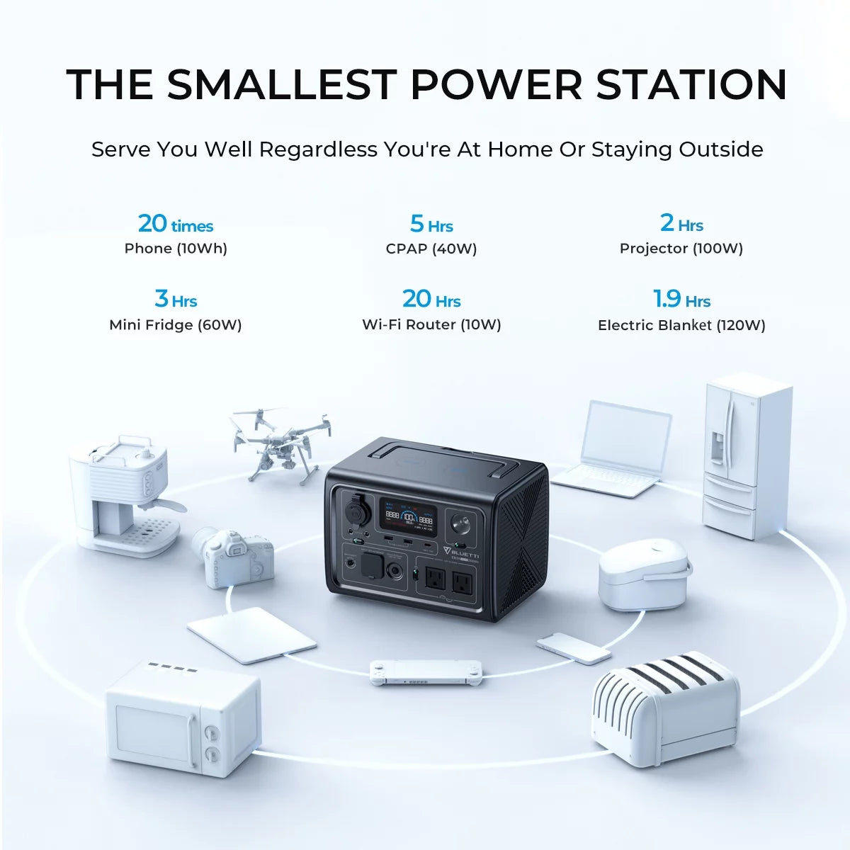 TTI EB3A Portable Generator, W/Carry Bag,600W Solar Generator, 268Wh LiFePO4 Power Station Camping, Home Use, Emergency