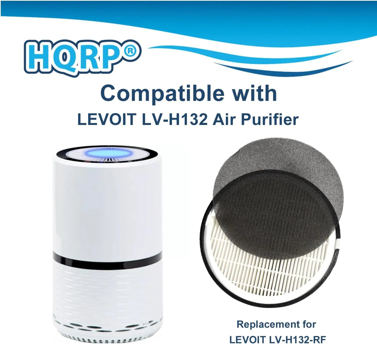 HQRP 4-Pack LV-H132-RF Replacement Filter with LEVOIT LV-H132 Air Purifier, 3-in-1 HEPA Activated Carbon Filter Set