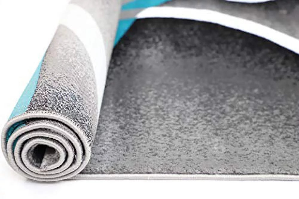 Glory Rugs Modern Area Rug 4x6 Grey Swirls Carpet Bedroom Living Room Contemporary Dining Accent Sevilla Collection 4816A (Turquoise)