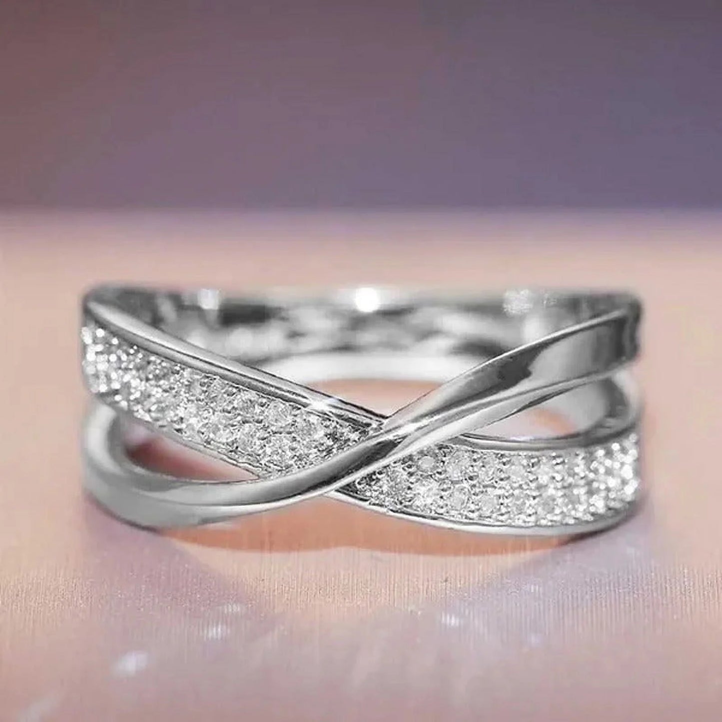 Delysia Kingladies Fashion White Sapphire Ring Cross Rose Gold Ring Ladies Valen