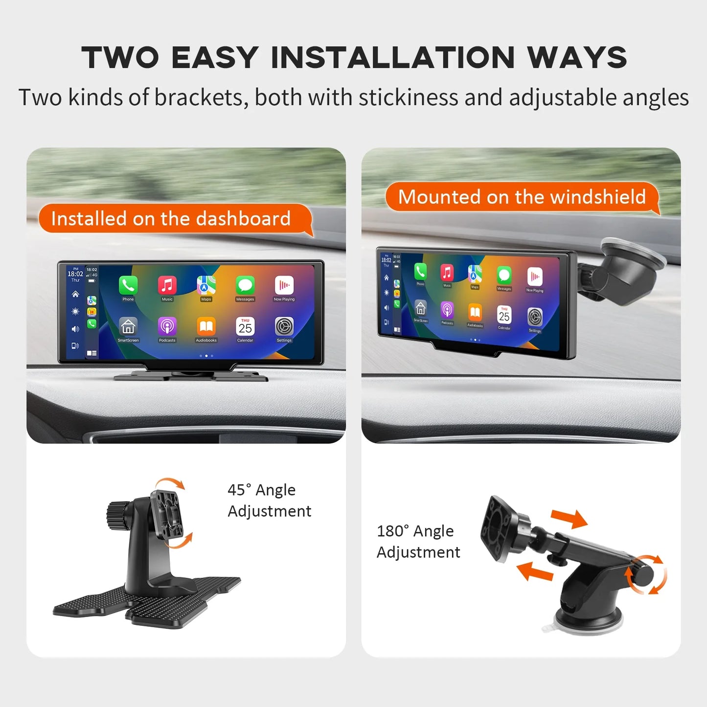 Herilary Wireless Apple Carplay Screen Car Stereo Android Auto Car Play Adapter 10.26" Touch Screen Wireless Carplay with 2.5K Dash Cam, Mirror Link/Siri/Wifi/Bluetooth/Double Din