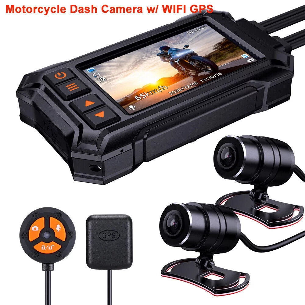 3" Motorcycle Dash Camera A12 Waterproof GPS WIFI 1080P Front Rear Night Vision