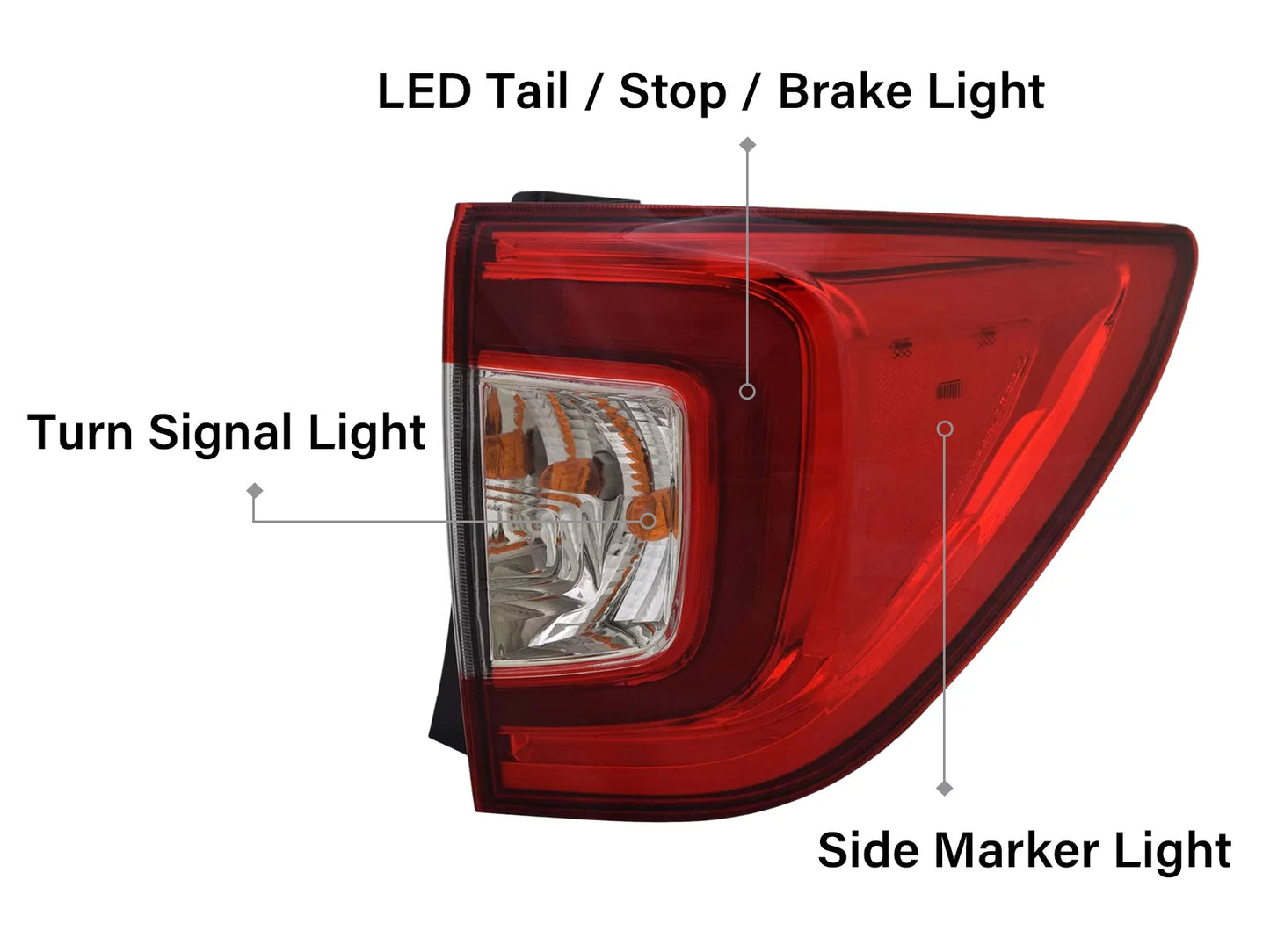 APA Replacement Outer Tail Light 2019 2020 2021 2022 Pilot with Bulb Passenger Right Side 33500TG7A11 HO2805120