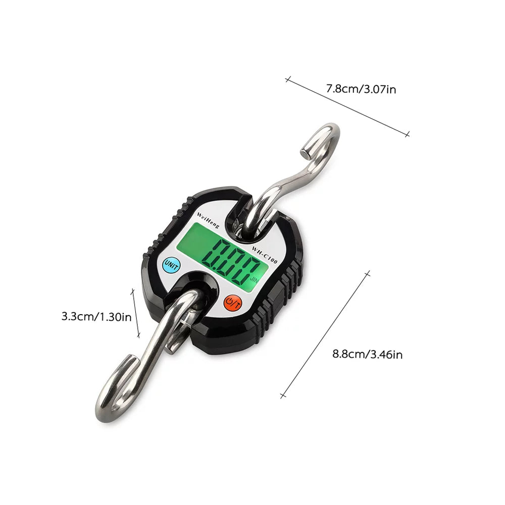 WeiHeng Portable Digital Luggage Scale Fish Scale with Tracking and Tare Function 150kg Double- Scale Digital Hanging Scale
