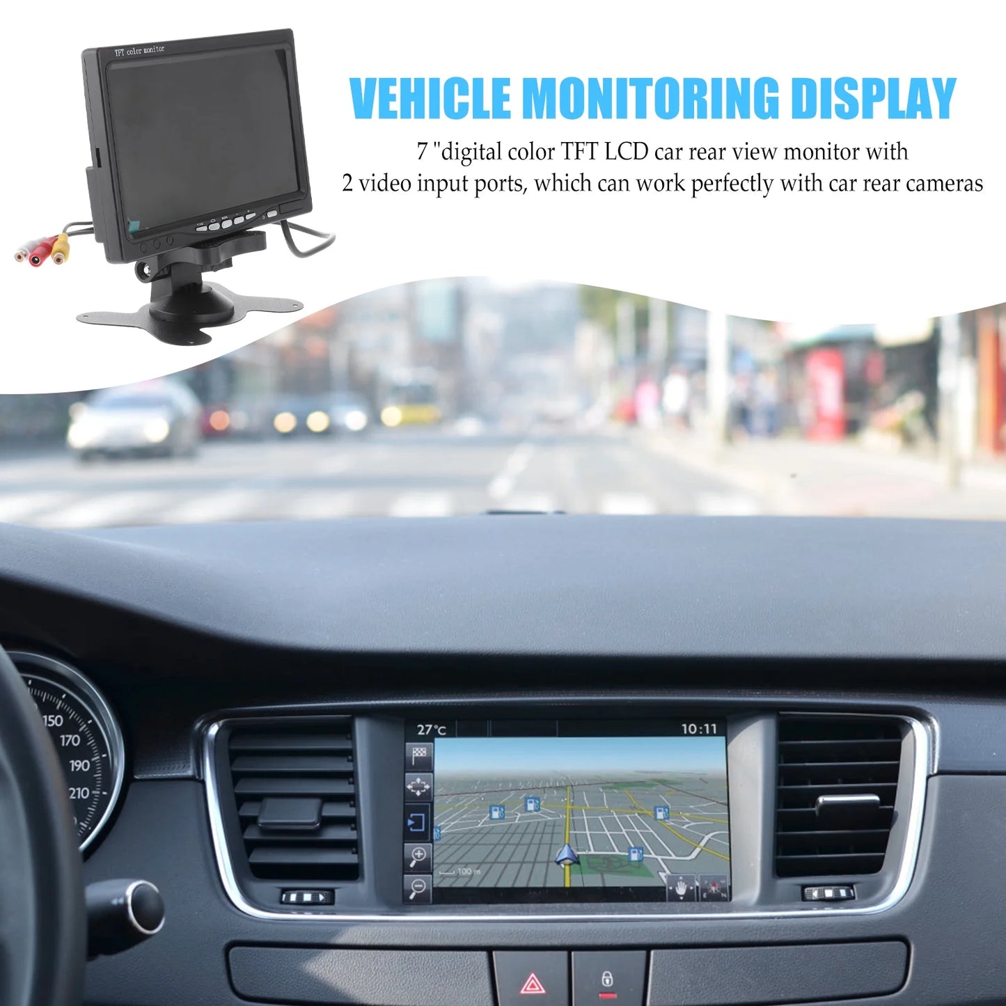 Mirror Monitor car 7" TFT LCD Backlight Color Mirror Monitor Car Reverse Rear View Backup Camera Car DVD Serveillance Camera (Black)