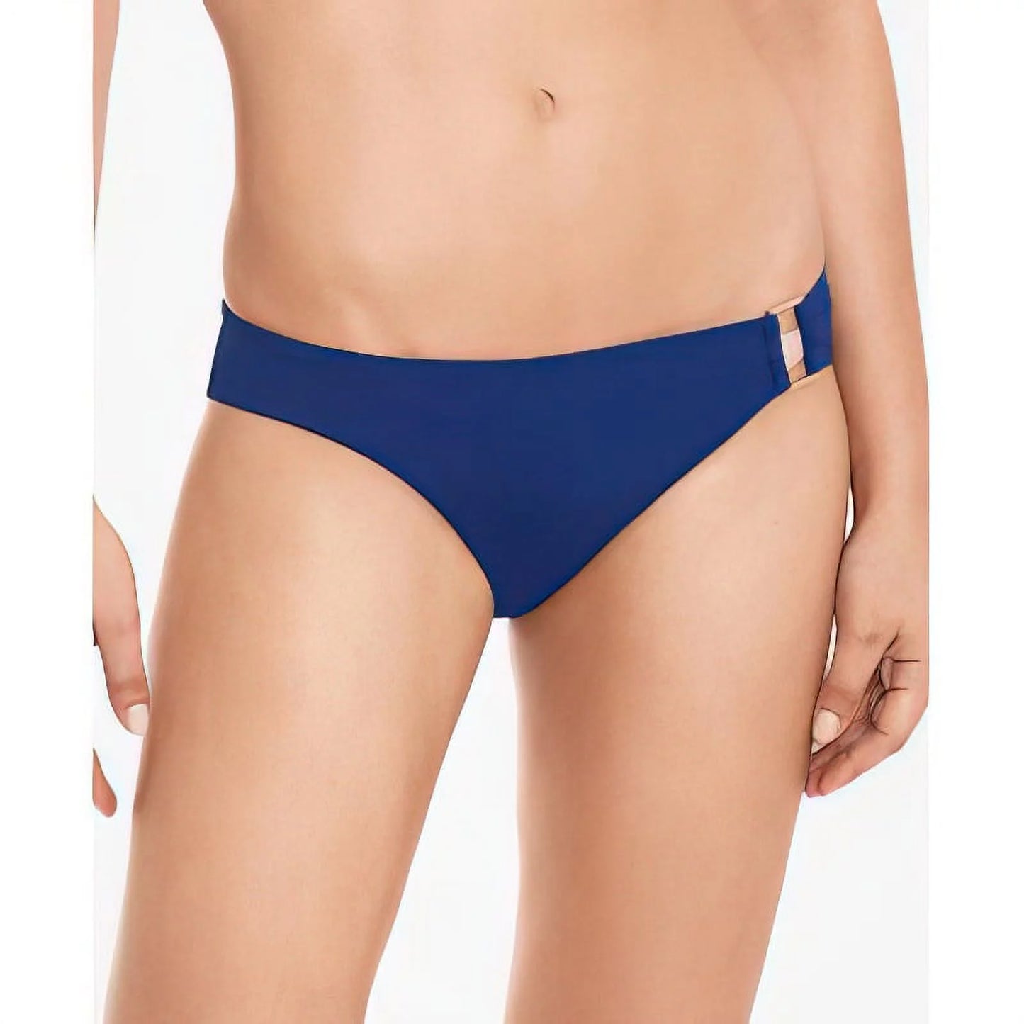 Lauren Ralph Lauren Beach Club Metallic-Ring Bikini Bottoms, Navy, 0