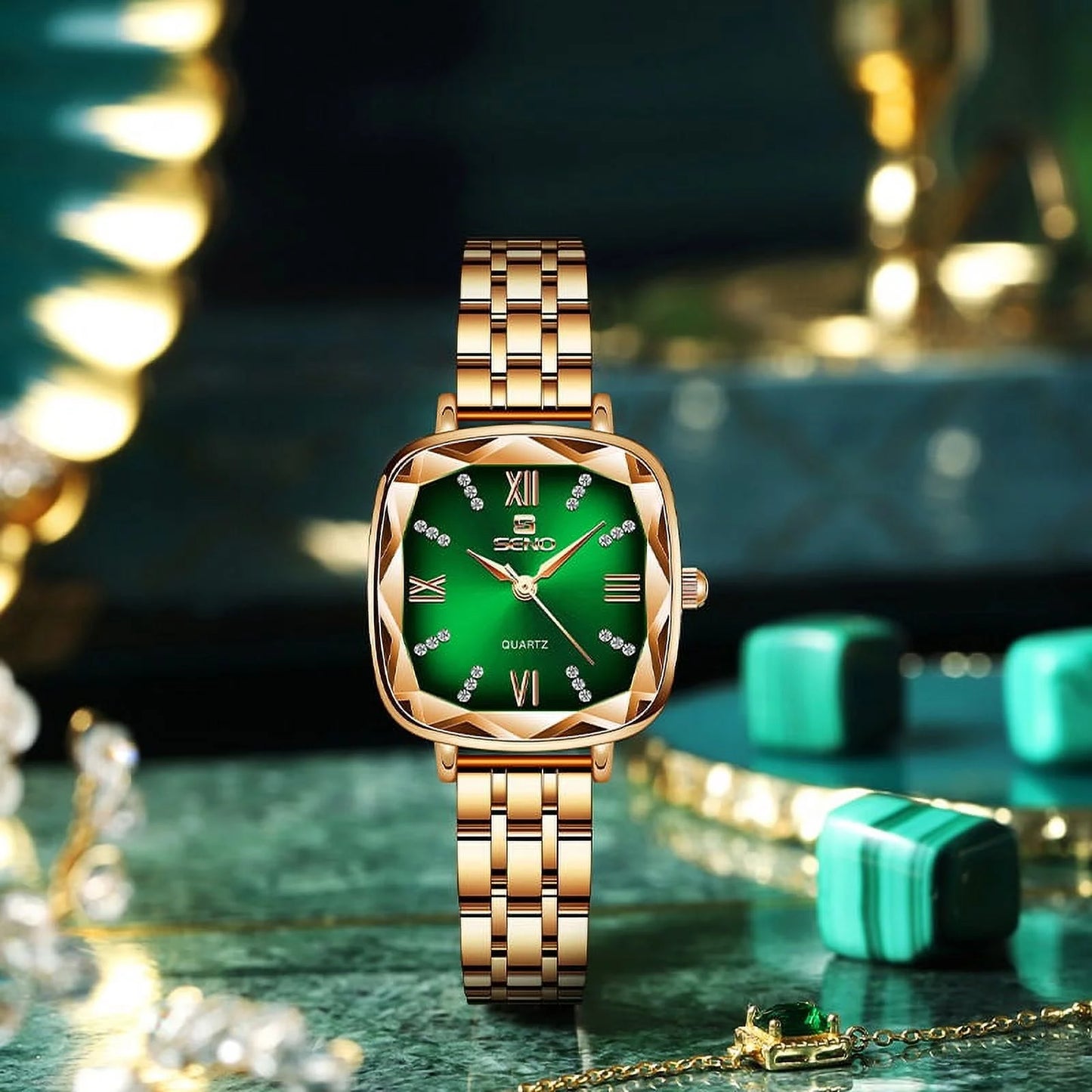 Women Wrist Watch 2022 Square Rose Gold Ladies Watch For Female Clock Stainless Steel Women Watches Top Brand Luxury Rhinestone