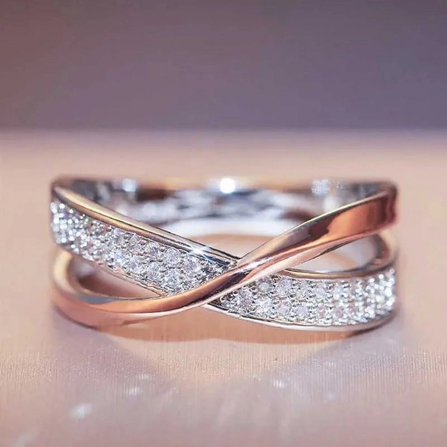 Delysia Kingladies Fashion White Sapphire Ring Cross Rose Gold Ring Ladies Valen