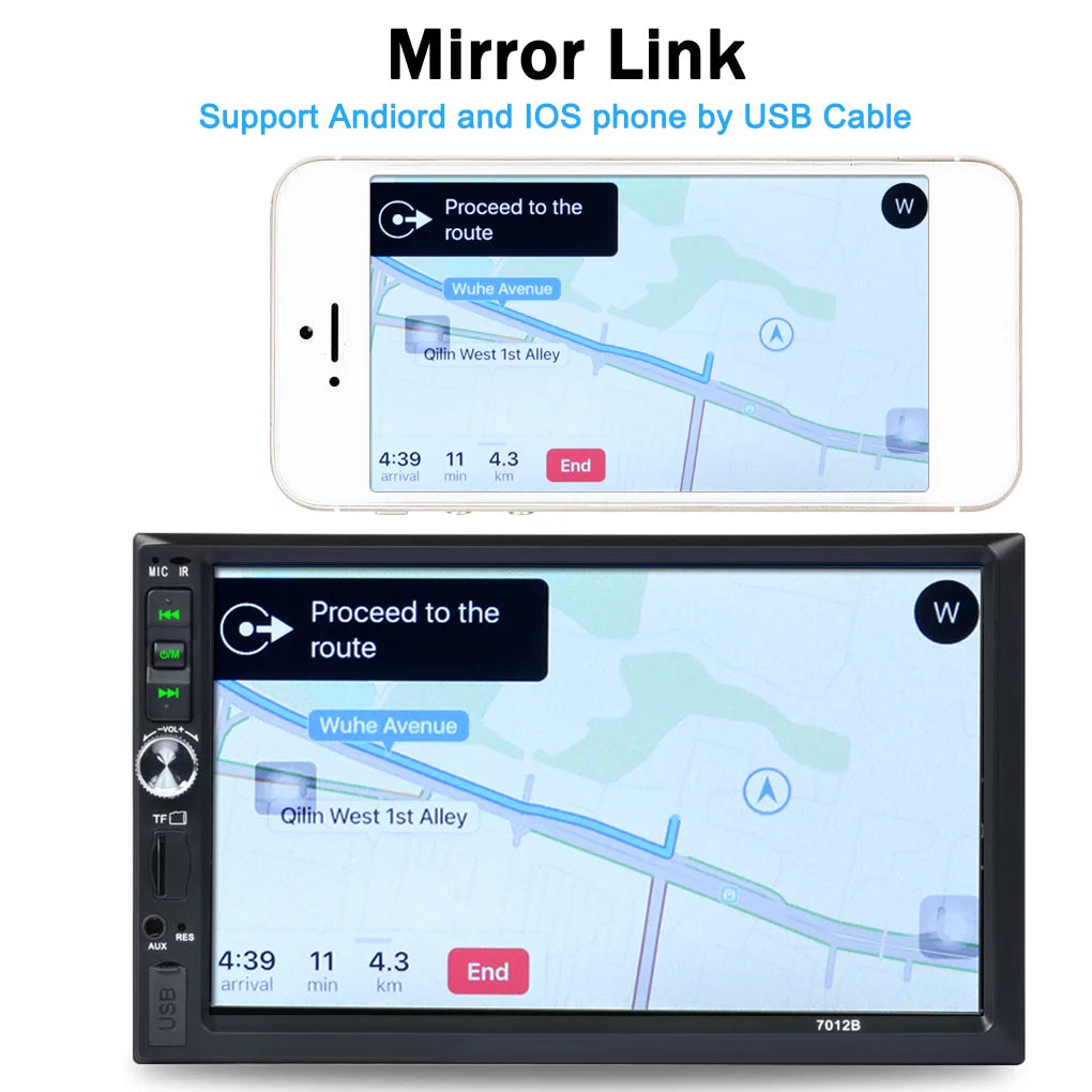Vehicle Car Stereo Radio 7" Double Din Bluetooth HD Touch Screen Car MP5 with Reverse Camera And Mirror Link(Both Support IOS and Android System)