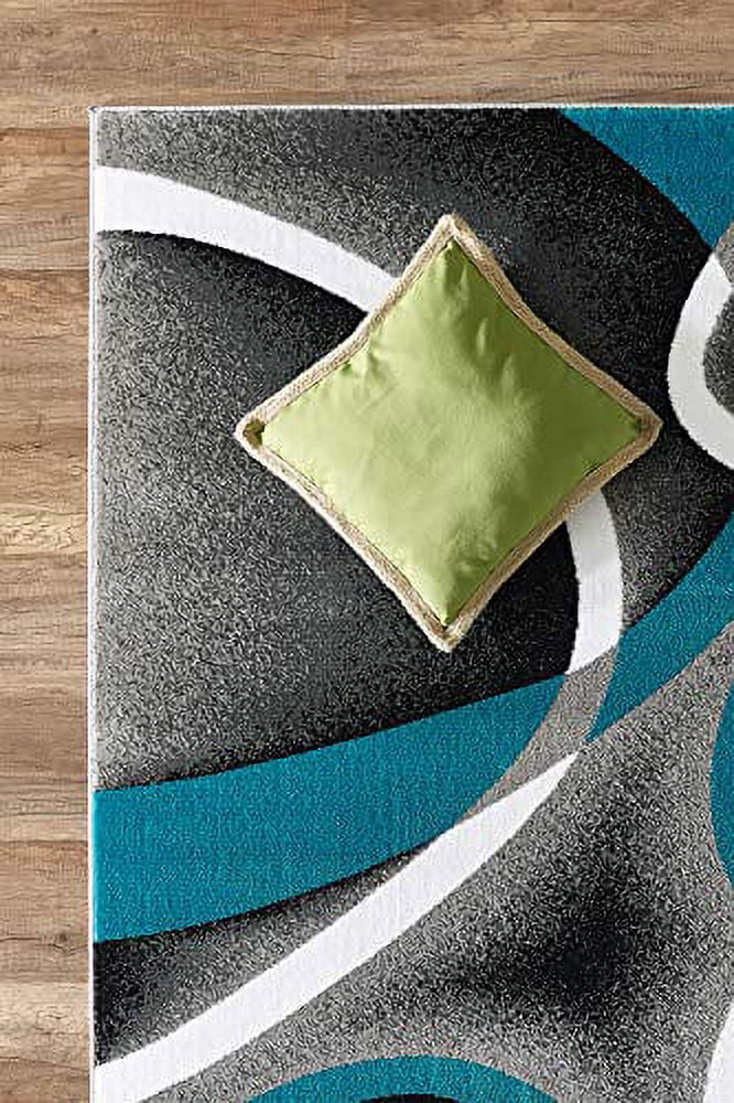 Glory Rugs Modern Area Rug 4x6 Grey Swirls Carpet Bedroom Living Room Contemporary Dining Accent Sevilla Collection 4816A (Turquoise)