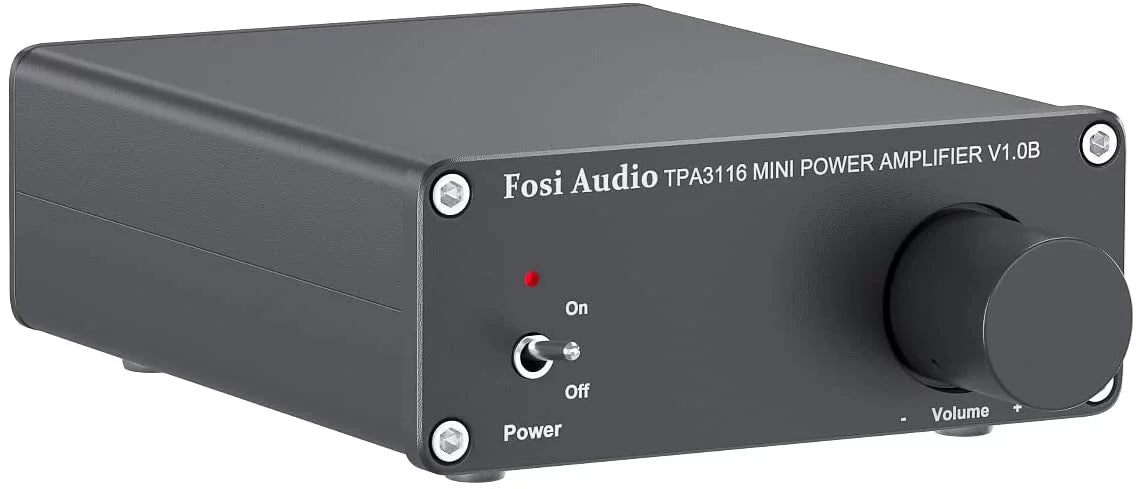 Fosi Audio V1.0B 2 Channel Amplifier Stereo Audio Amp Mini Hi-Fi Class D Integrated TPA3116 Amp Home Speakers 50W x 2 with 19V 4.74A Power Supply