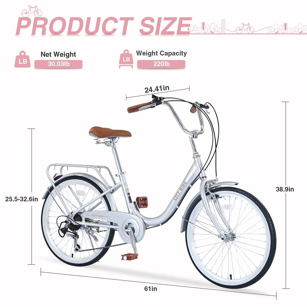 Yone jx je Kids Bike 22 Inch Bicycle Girls Ages 8+Years, Aluminium Alloy Frame,7-speed Shifter and derailleur,Silver