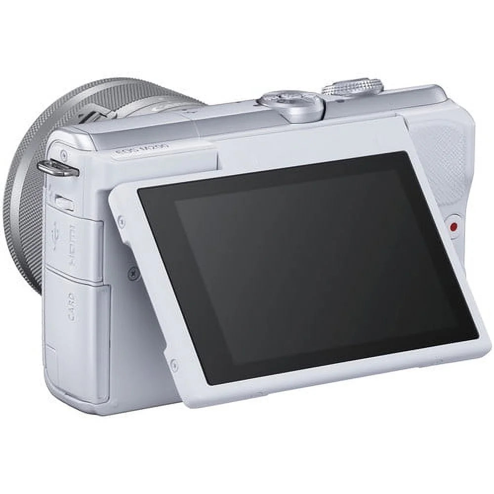Canon EOS M200 Mirrorless Digital Camera with 15-45mm Lens (White) Kit with Spare Battery + 128GB Memory Card + More
