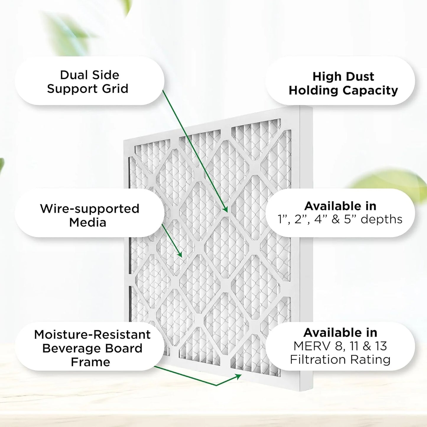 14X18x1 MERV 8 Pleated HV Furne Air Filters. Case Of 12. Ext Size: 13-3/4 X 17-3/4 X 3/4
