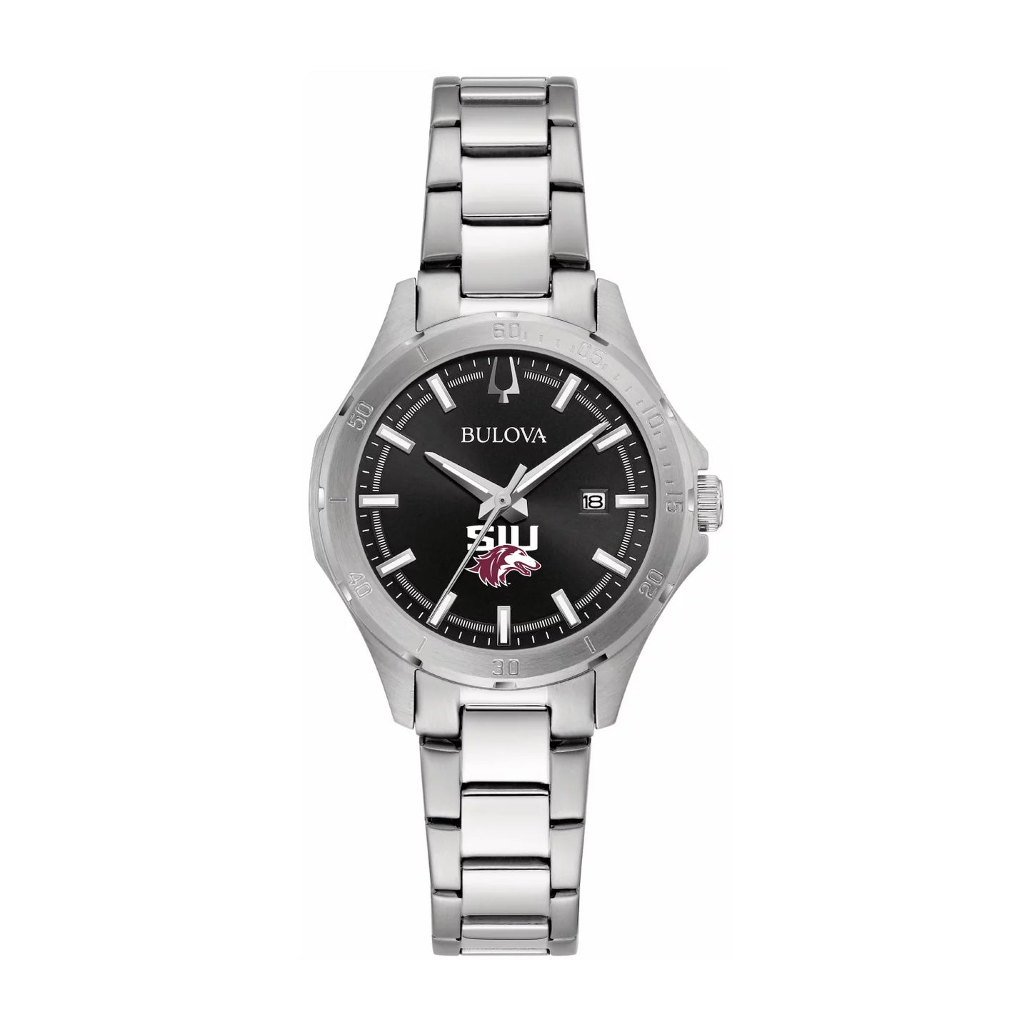 Women's Bulova Black Southern Illinois Salukis Stainless Steel Classic Sport Watch