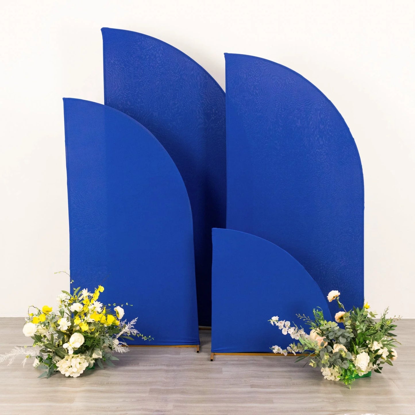 Efavormart Set of 4 | Matte Royal Blue Fitted Spandex Half Moon Wedding Arch Shield Custom Fit Chiara Backdrop Stand Protection - 2.5ft,5ft,6ft,7ft