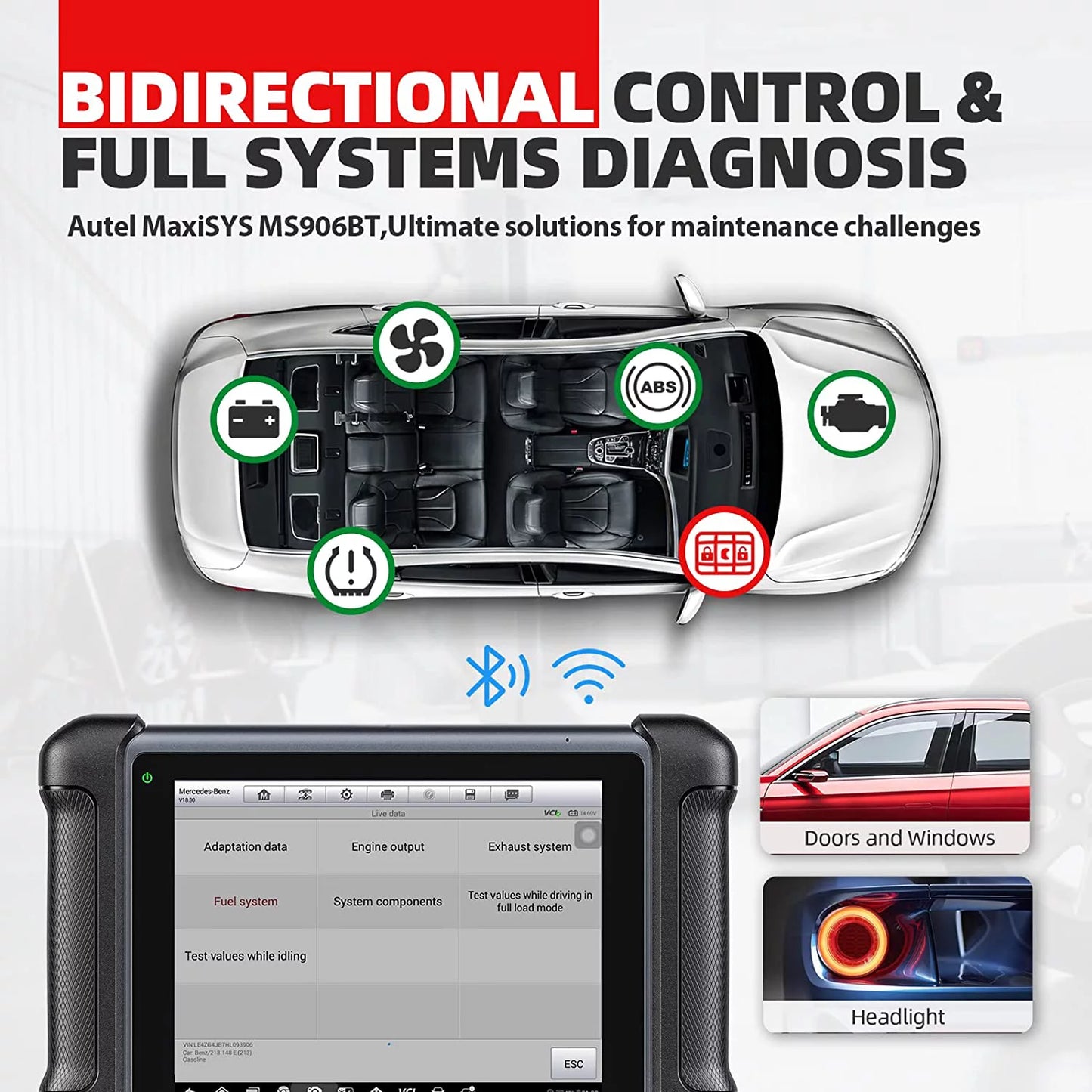 Autel MaxiSys MS906BT Car Diagnostic Scan Tool Bi-Directional Control, 36+ Services Same as MS906 Pro/ MK906 Pro/ MK908