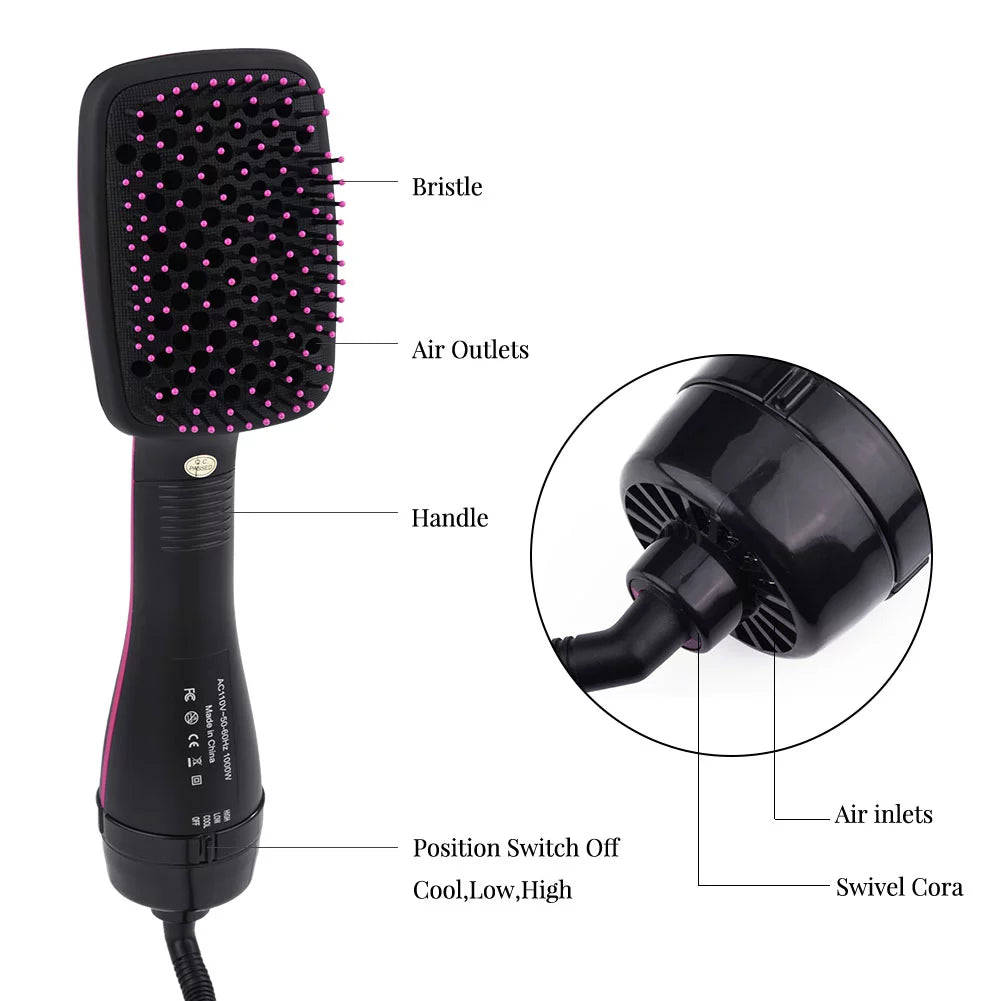 2 In 1 Multifunctional Anion Hair Dryer Brush Comb Styler Hairdressing Tool, Hair Blow Dryer, Paddle Brush