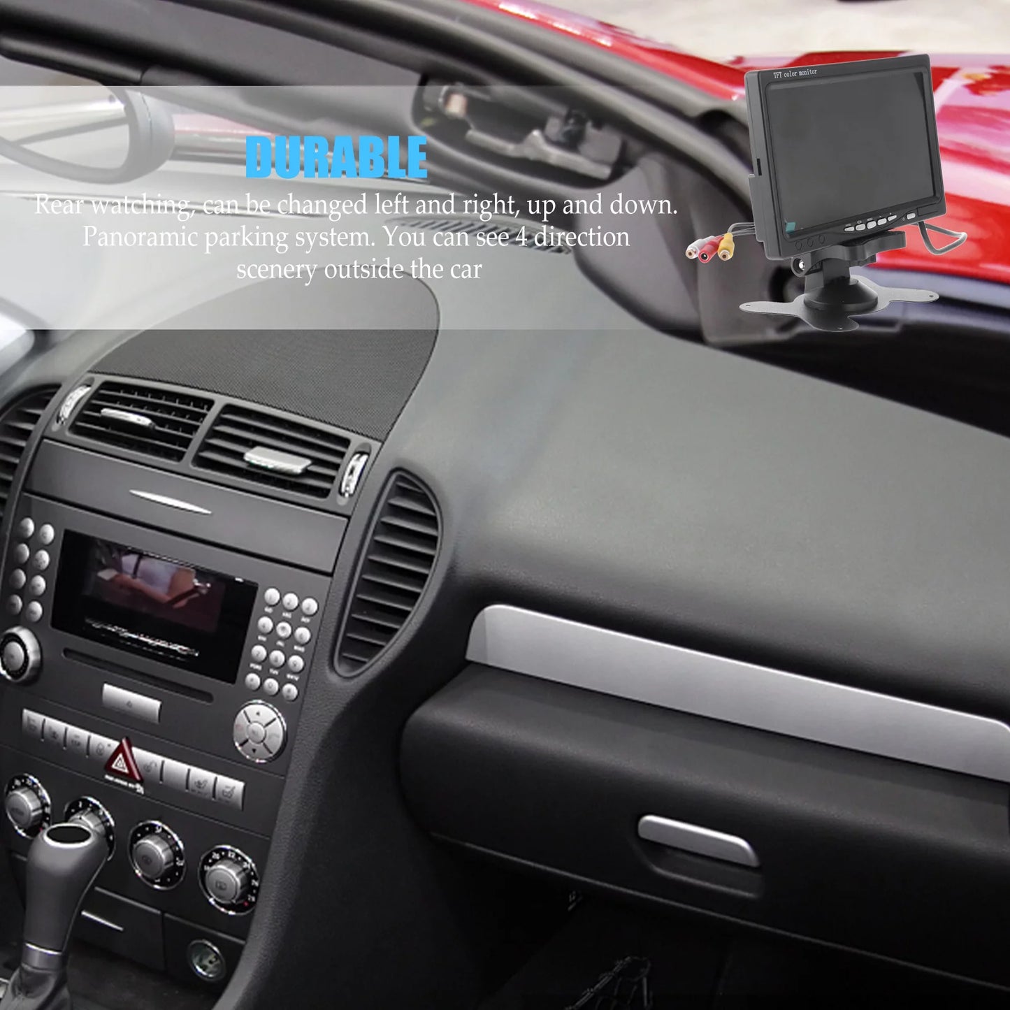 Mirror Monitor car 7" TFT LCD Backlight Color Mirror Monitor Car Reverse Rear View Backup Camera Car DVD Serveillance Camera (Black)