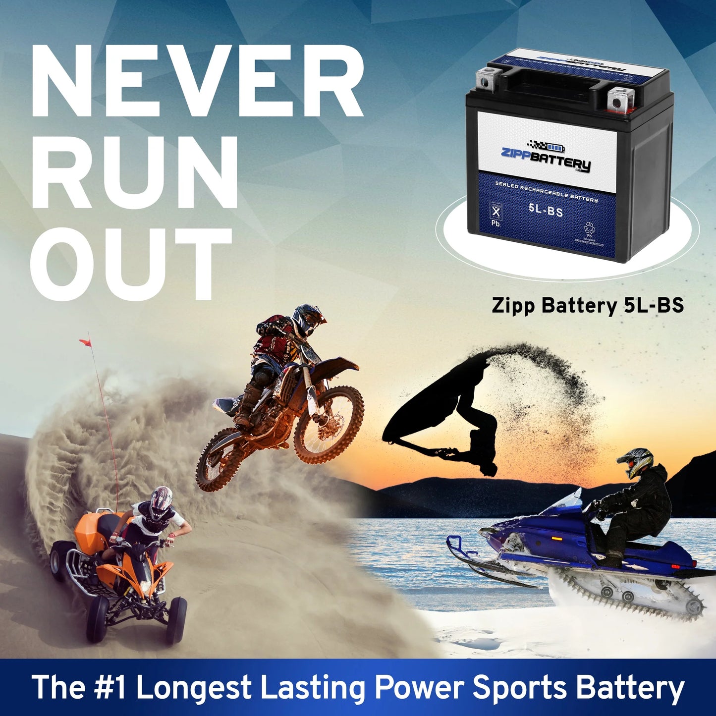 Zipp Battery Ytx5L-Bs Atv Battery Arctic Cat 90Cc Dvx90, Utility 2008