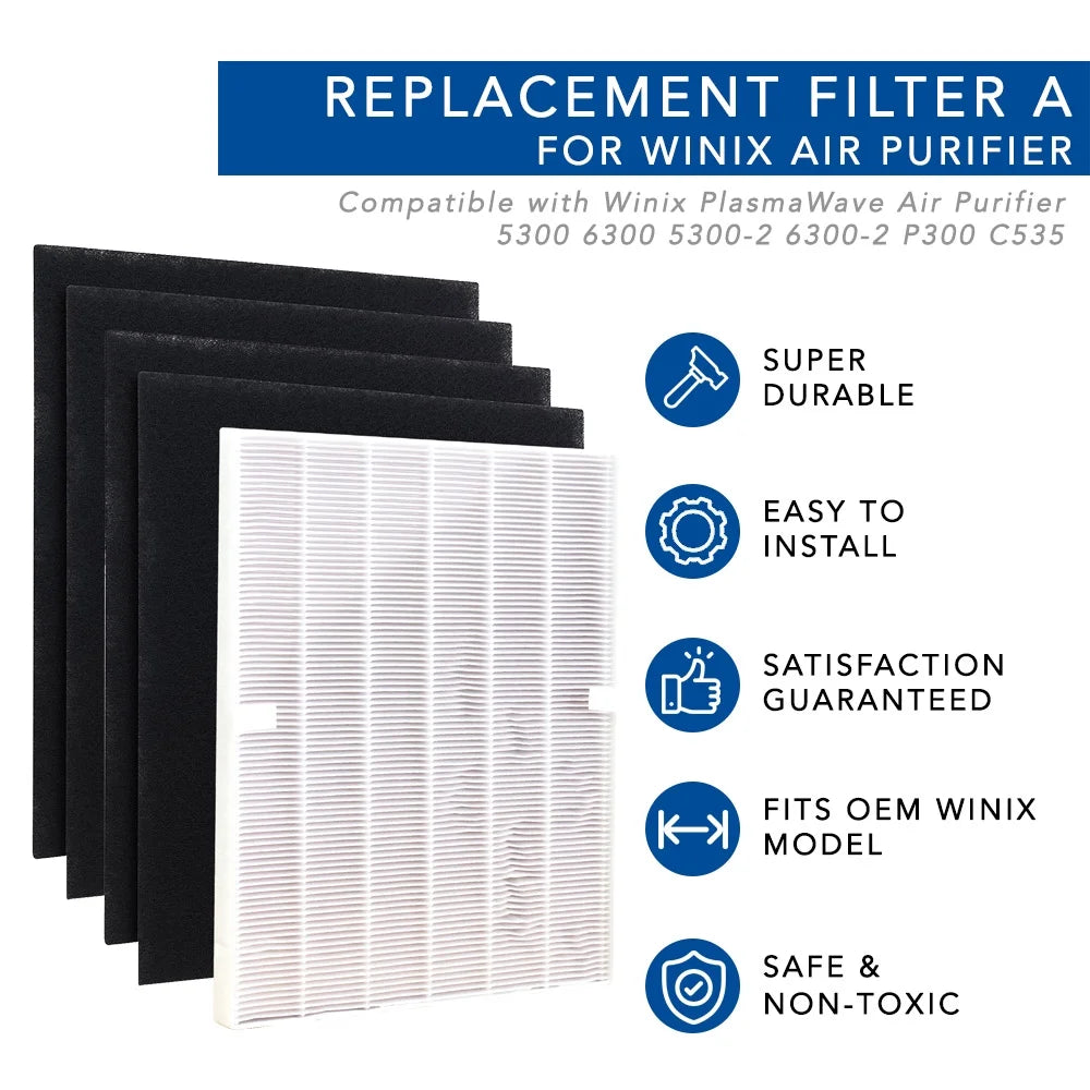 HEPA Filter Winix 115115 Replacement Filter A C535, 5300-2, 6300-2,P300, 5300 and 5500 (2 Set)