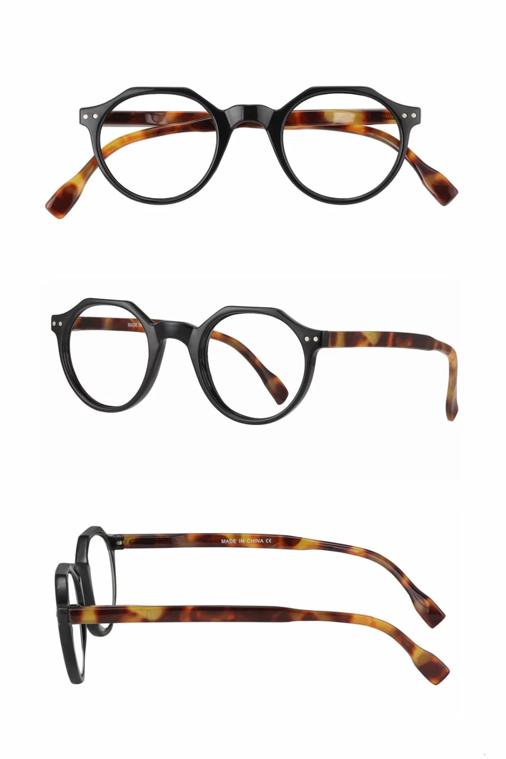 3 Pairs Round Reading Glasses Vintage Blue Light Blocking Mens Womens Readers