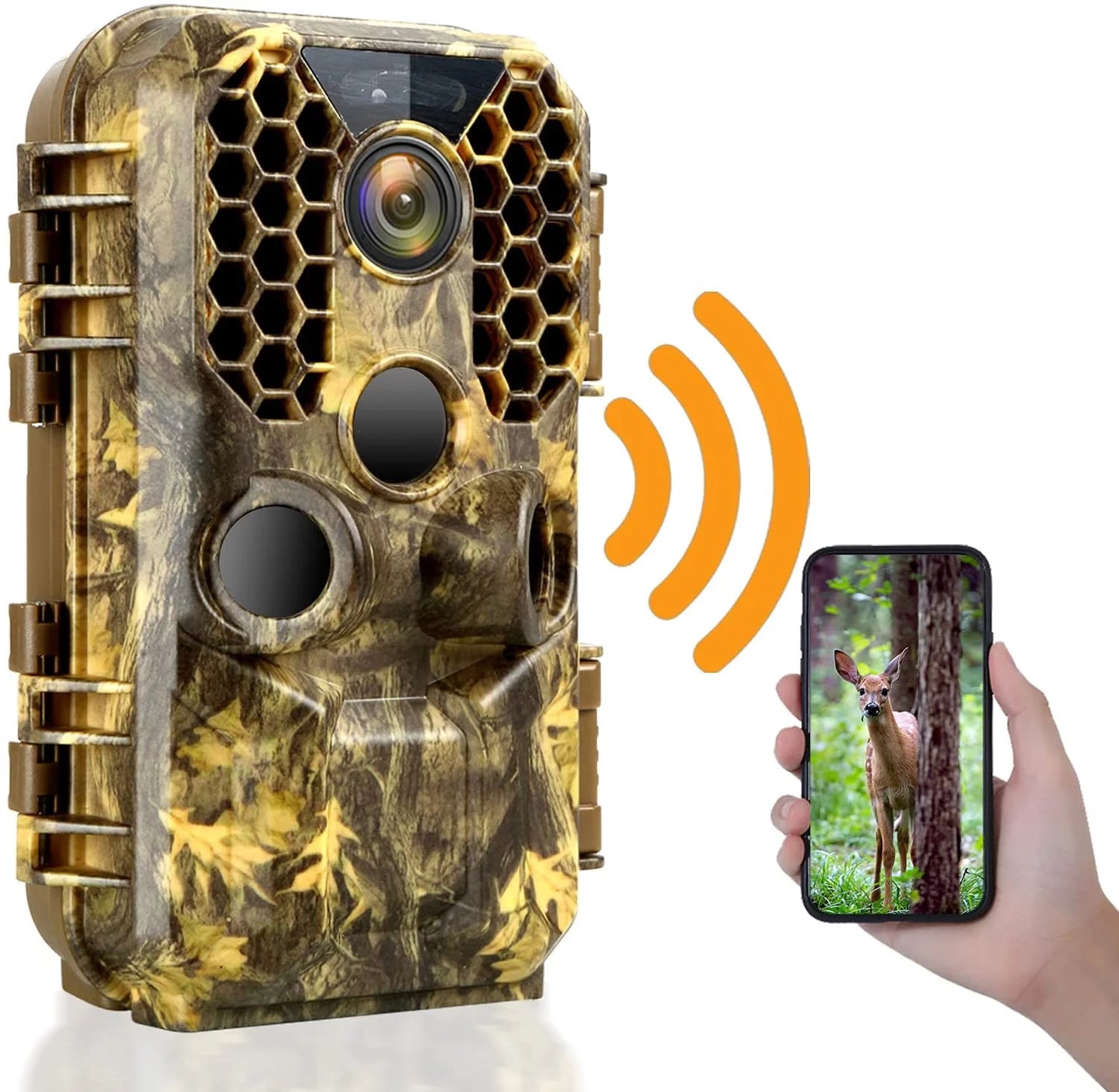 Wireless WiFi Game & Trail Camera 30MP Photo Real 4K Video Night Vision Motion Activated Waterproof Time Lapse Wildlife Hunting & Home Security, View Picture & Video on Cell Phone