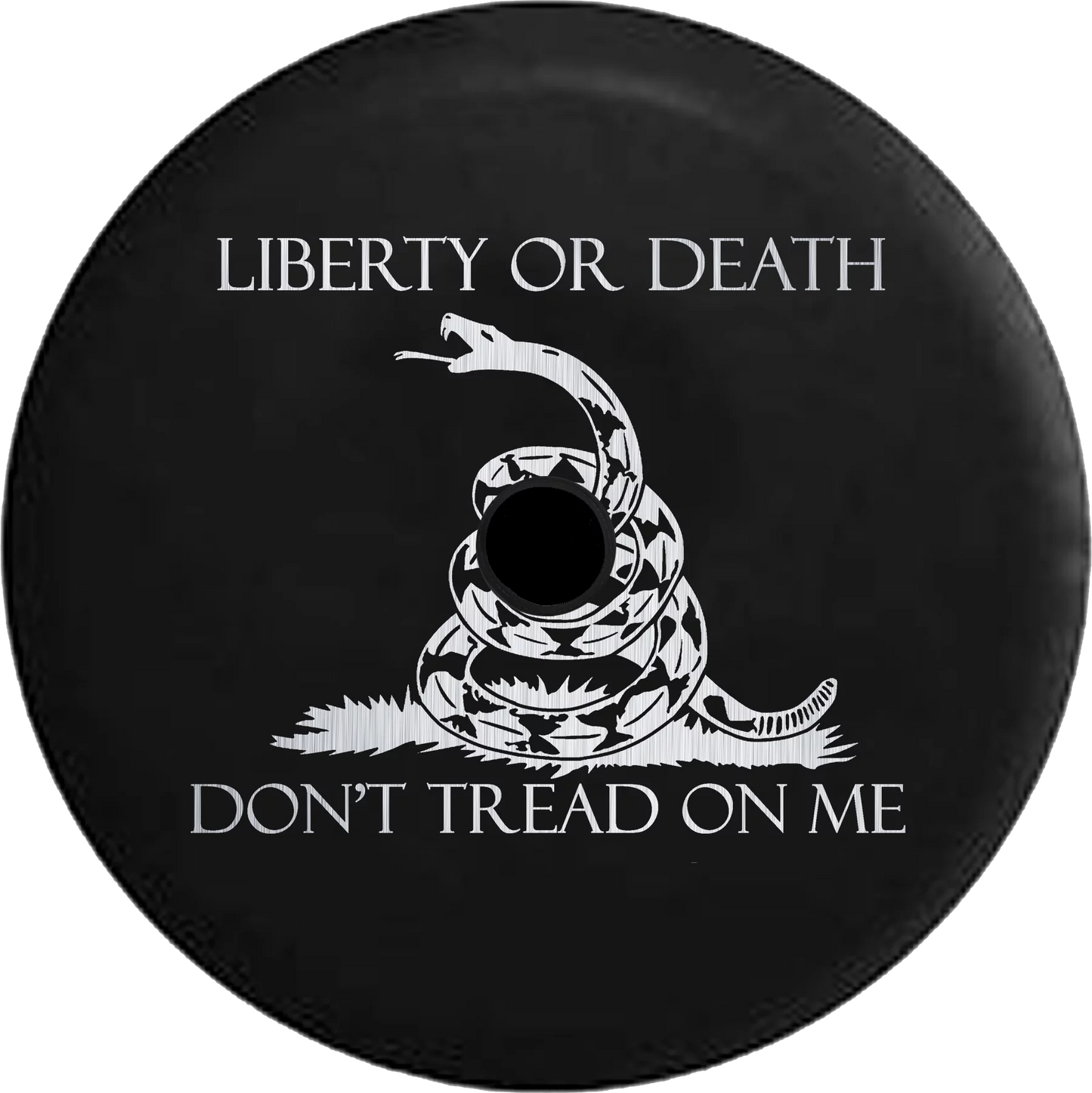 2018 2019 Wrangler JL Backup Camera Liberty or Death Don't Tread on Me Snake Brushed Steel Spare Tire Shield Jeep RV 32 Inch