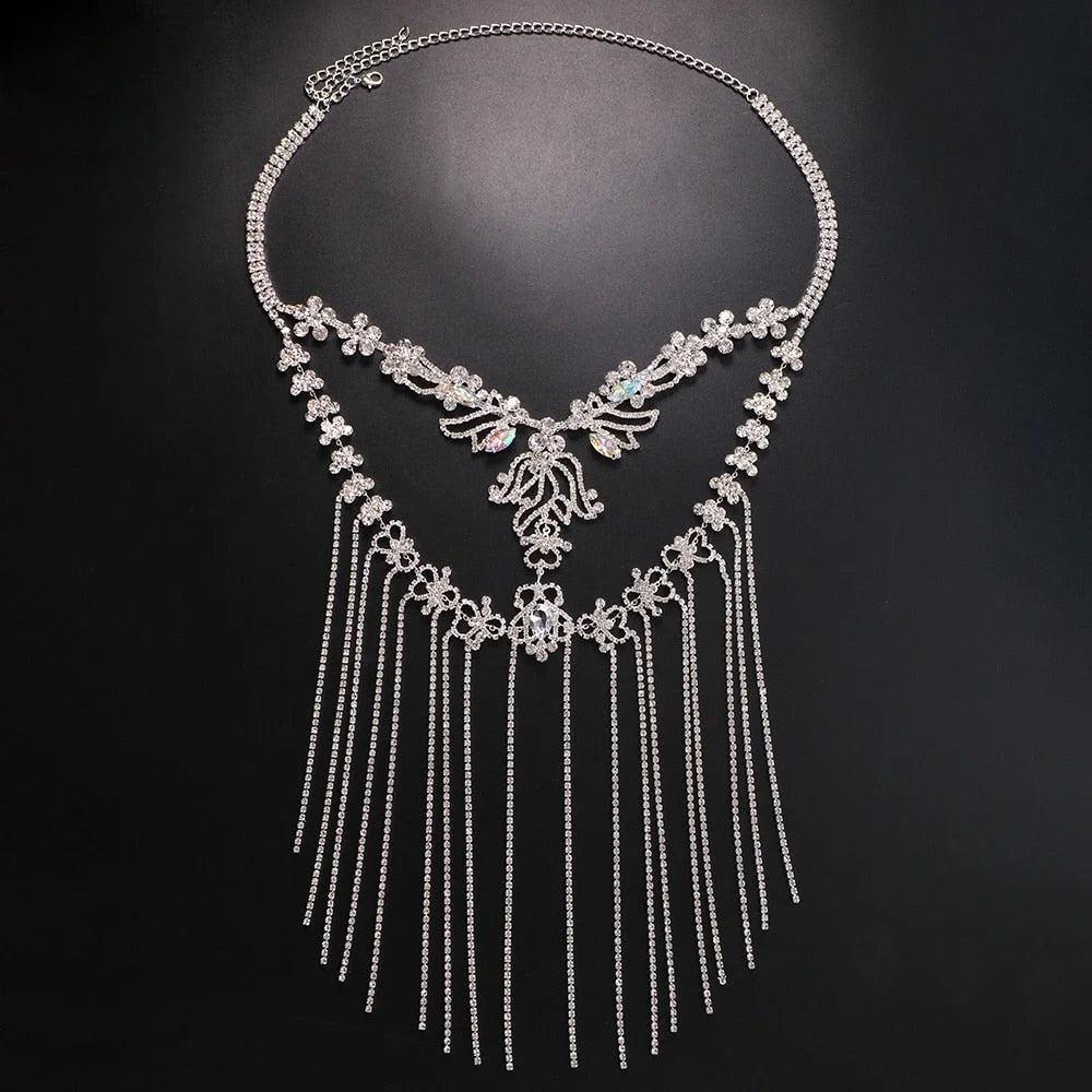 Crystal Face Chain Costumes Halloween Mask Women Headpiece Tassel Hair Jewelry Face Jewelry Rhinestone