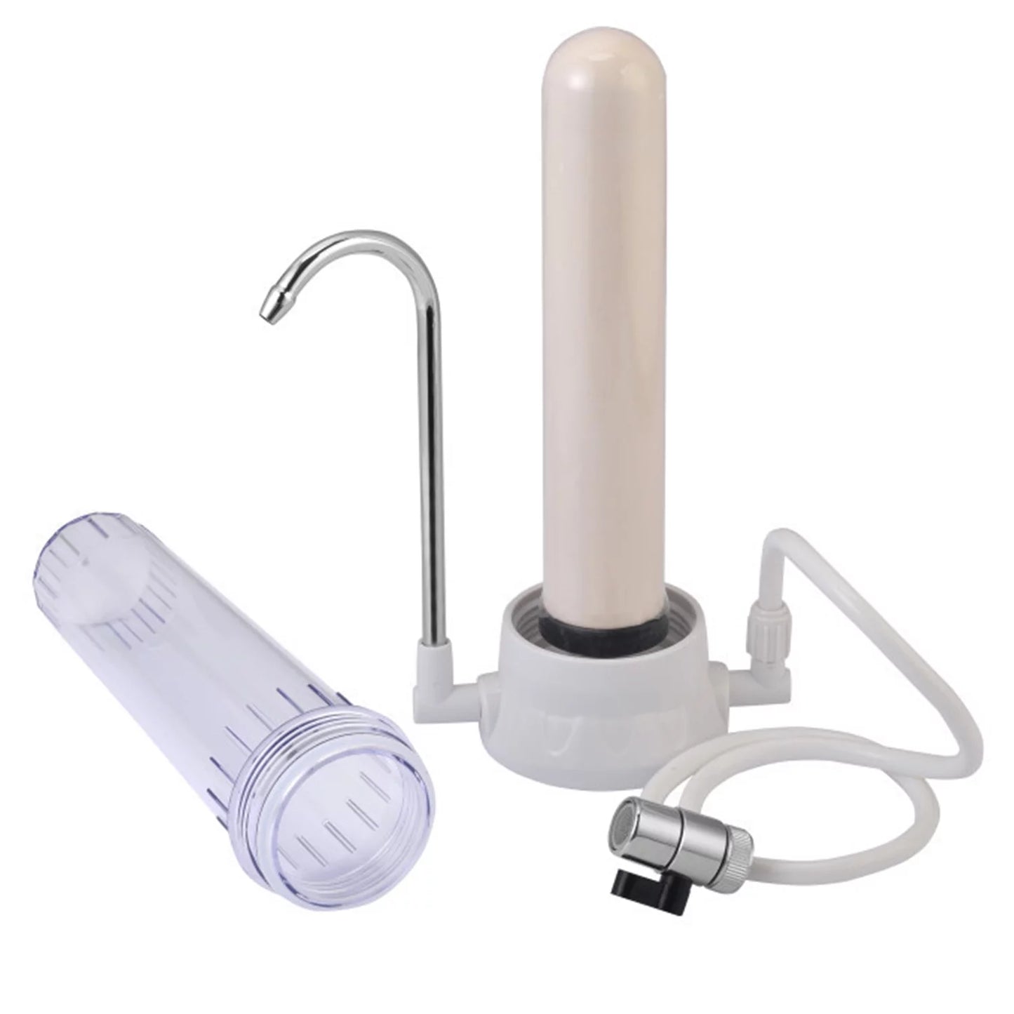 Countertop Water Filter Water Filter with Ceramic Cartridge Water Tap Filtration System Hard Water Reduces Fluoride Chlorine Easy Installation Water Purifier Home Kitchen Bathroom