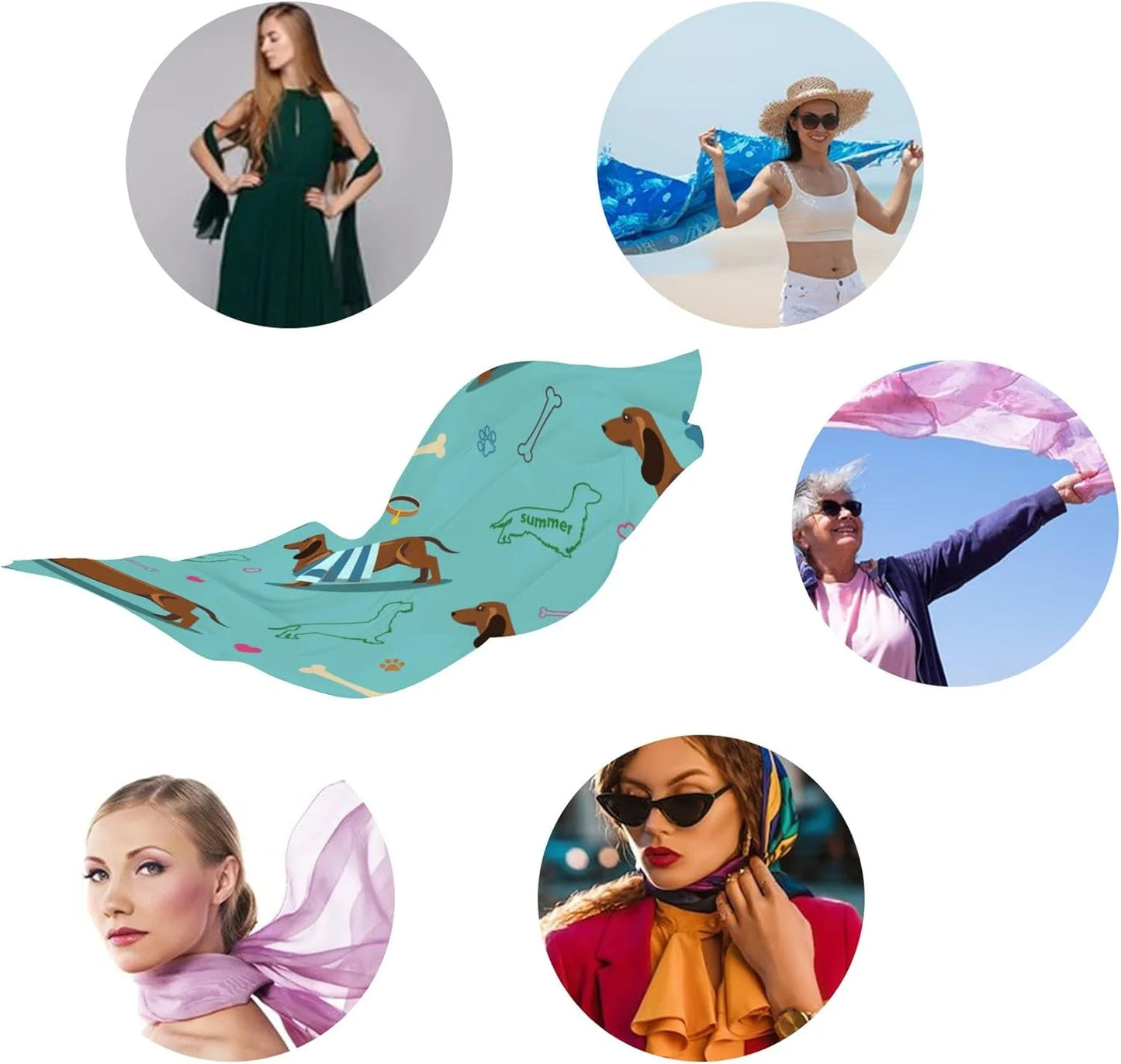 Hyjoy Blue Dachshund Long Silk Neck Scarf Lightweight Shawl Wrap Scarves Women Girls