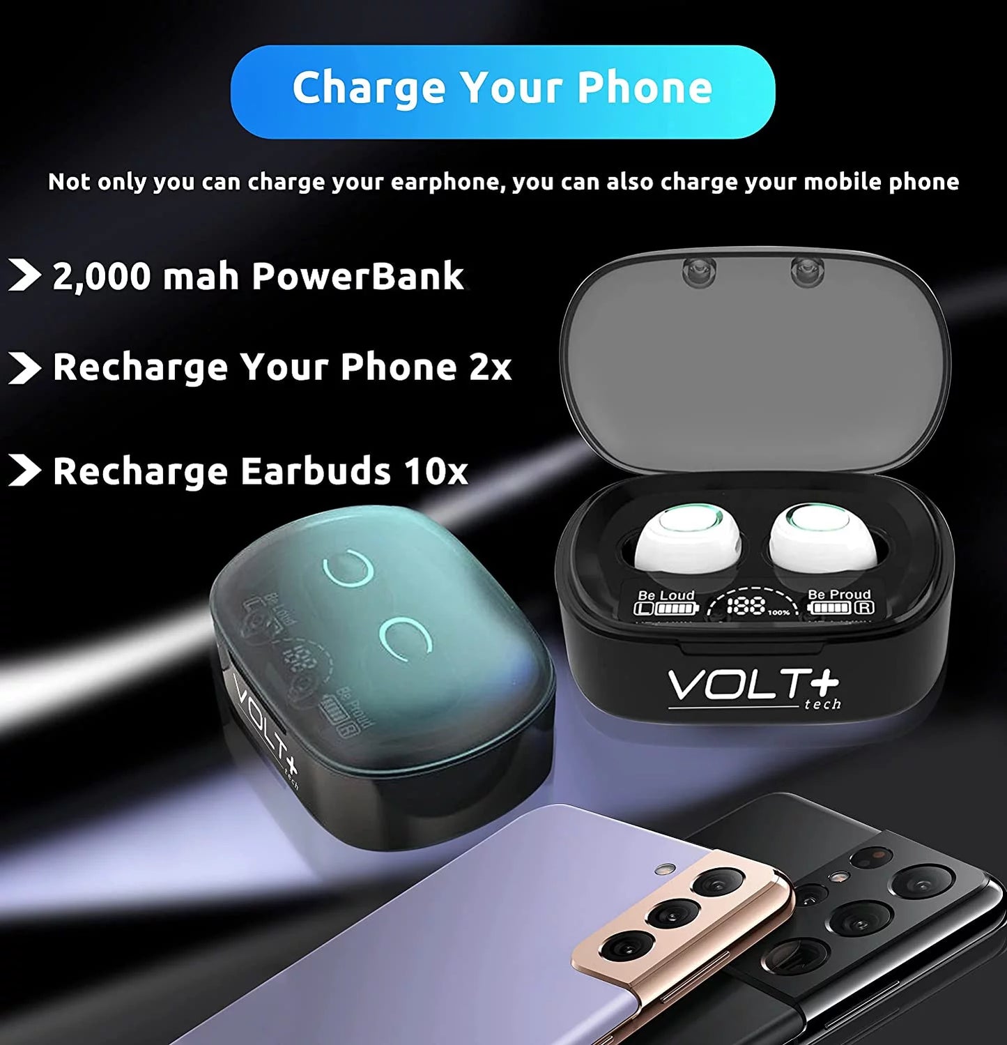 Wireless V5.1 PRO Earbuds with Samsung Galaxy S21+ 5G/Plus/Ultra IPX3 BlueTooth Touch Waterproof / Sweatproof / Noise Reduction with Mic (White)