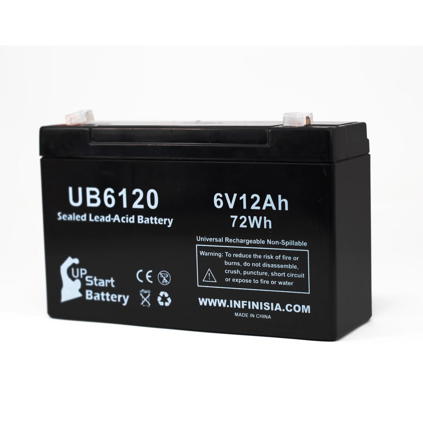 4x Pack - Tripp-Lite 850 Battery - Replacement UB6120 Universal Sealed Lead Acid Battery (6V, 12Ah, 12000mAh, F1 Terminal, AGM, SLA) - Includes 8 F1 to F2 Terminal Adapters