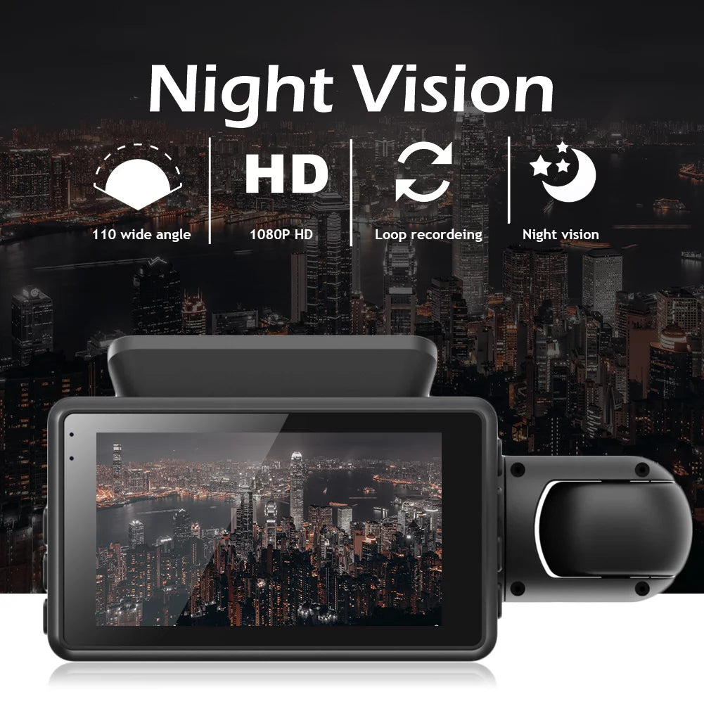 1080P Dual Lens Car DVR Dash Cam Video Recorder G-Sensor Front and Rear Camera